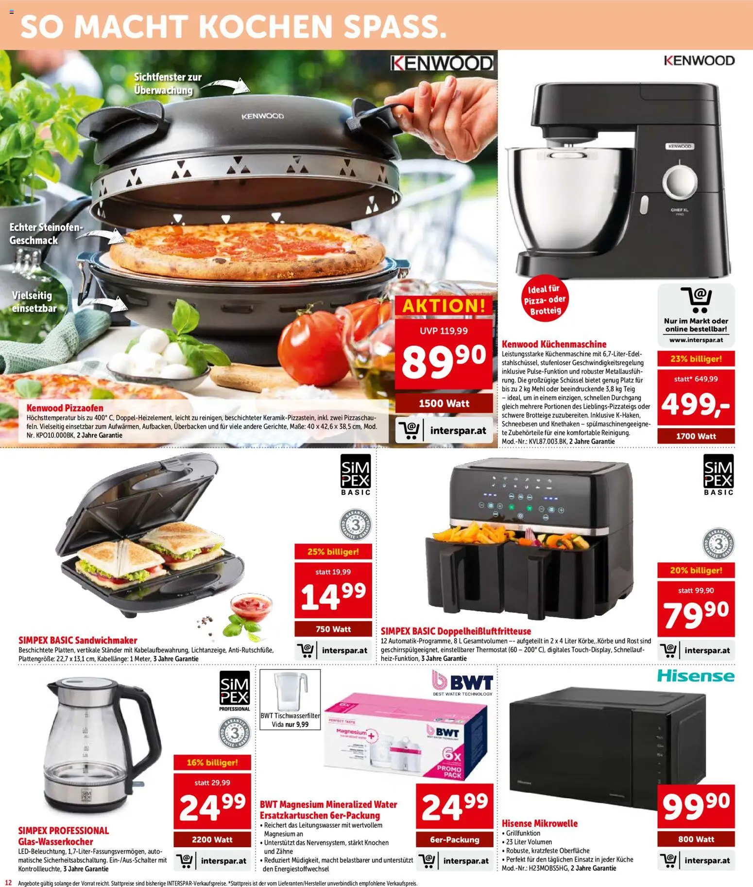 Interspar - Flugblatt gültig ab 20.08.2026 | Seite: 12 | Produkte: Mikrowelle, Sandwichmaker, Mehl, Pizza