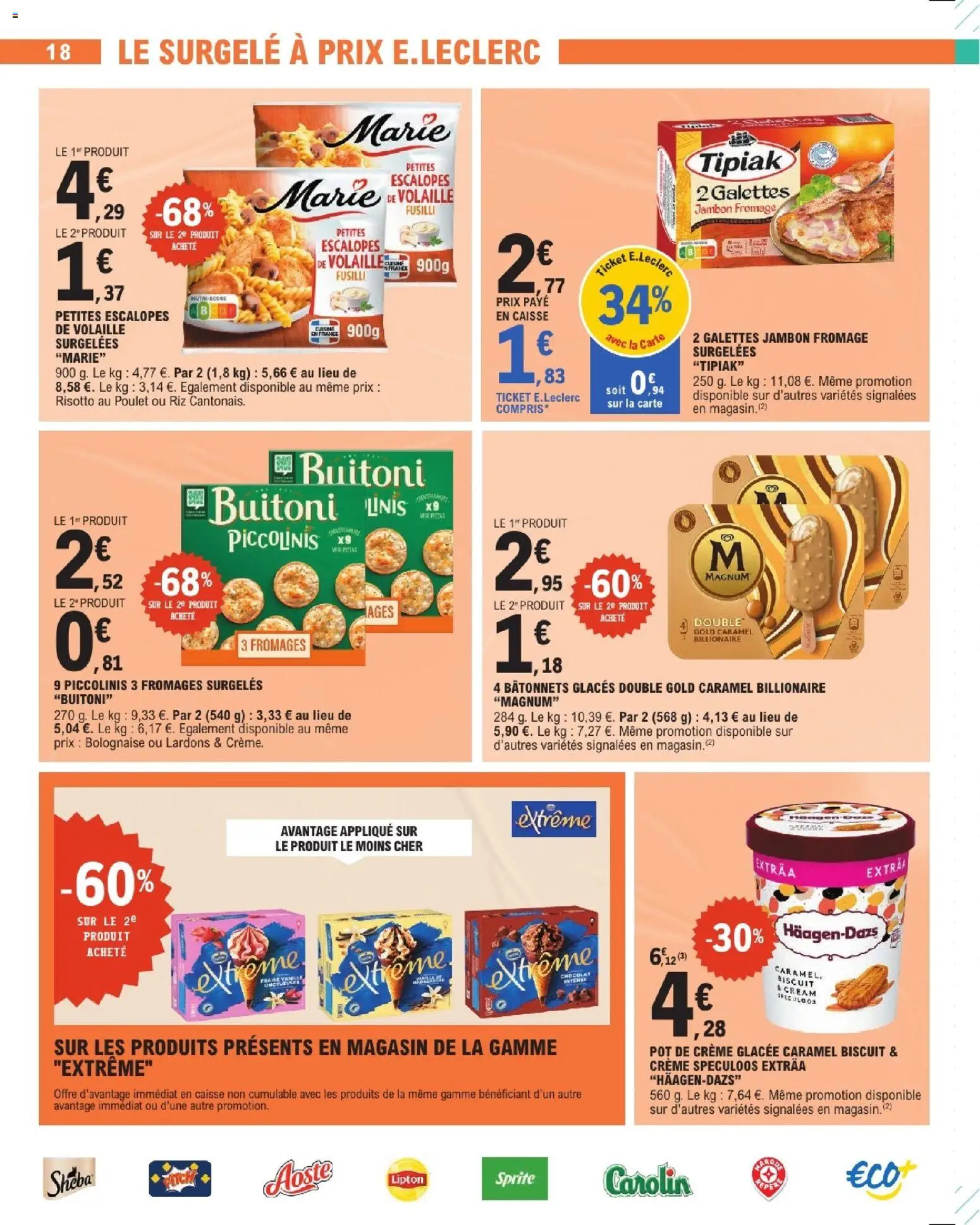 {H1} | Page: 18 | Produits: Glaces, Fusilli, Spéculoos, Jambon