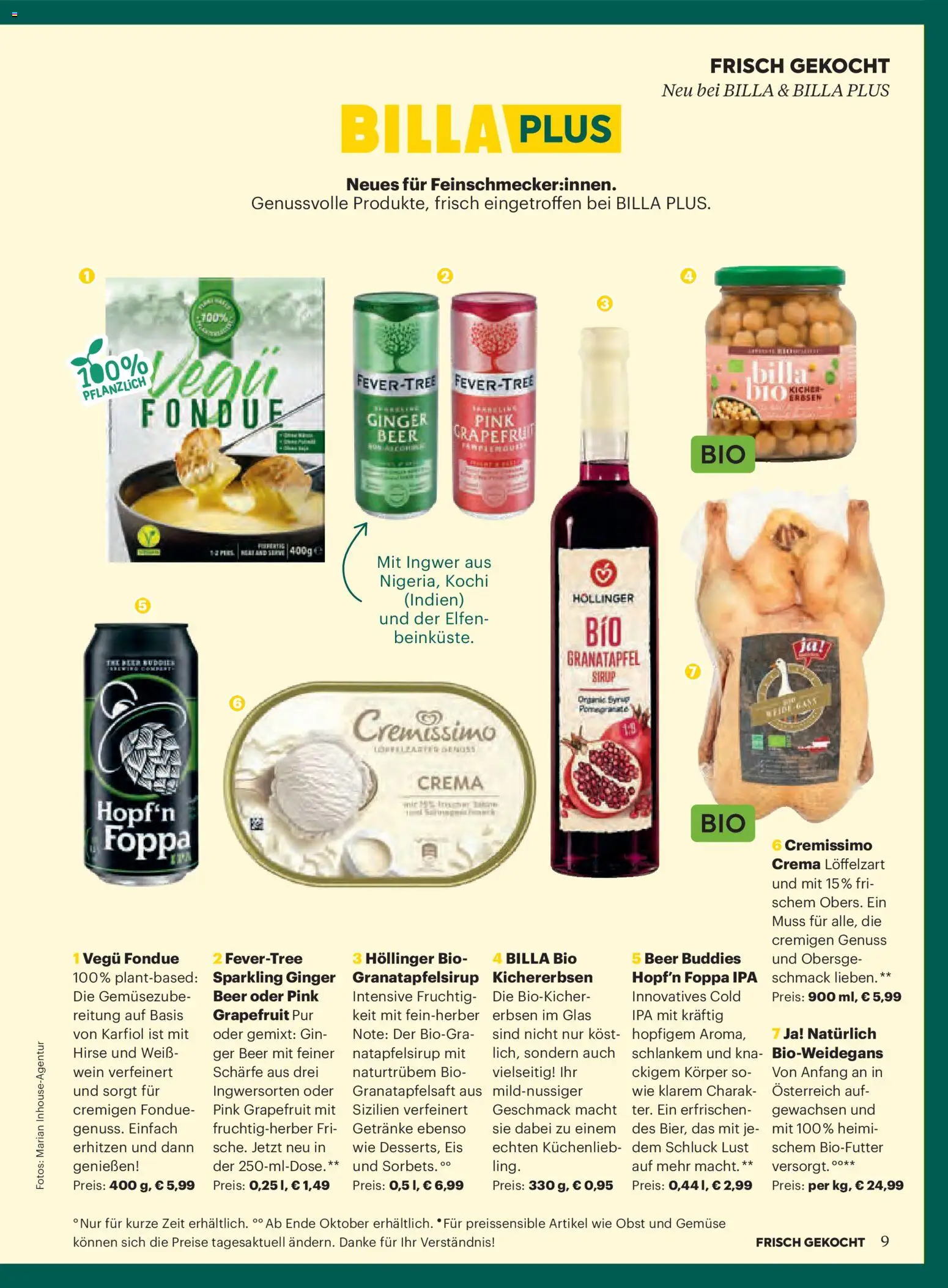 Billa AT akciós ujság - amely érvényes a következő dátumtól: 2026.11.01. | Oldal: 9 | Termékek: Karfiol, Gin, Pur, Só