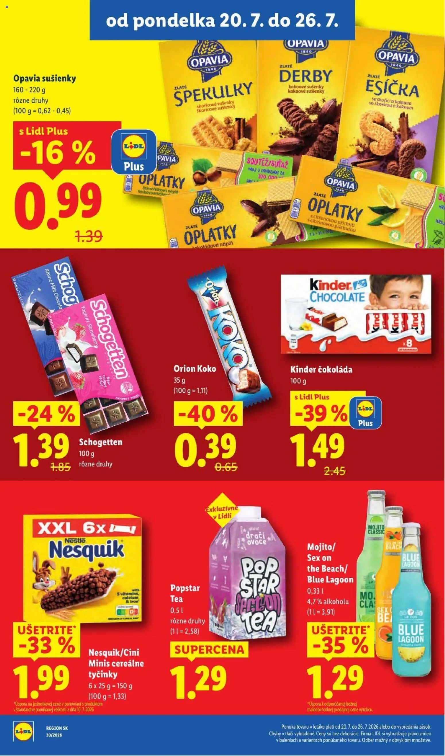 Nové Lidl akcie – leták je platný od 20.07.2026 | Strana: 24 | Produkty: Sušienky, Kinder, Čokoláda, Nesquik