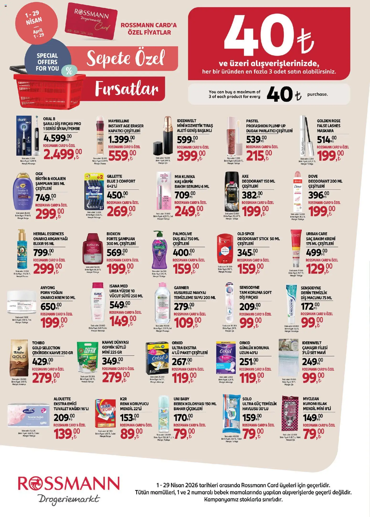 Rossmann - Nisan Ev & Yaşam Kataloğu - 01.04.2026 tarihinden itibaren geçerlidir | Sayfa: 8 | Ürünler: Mendil, Şampuan, Makyaj, Kapatıcı