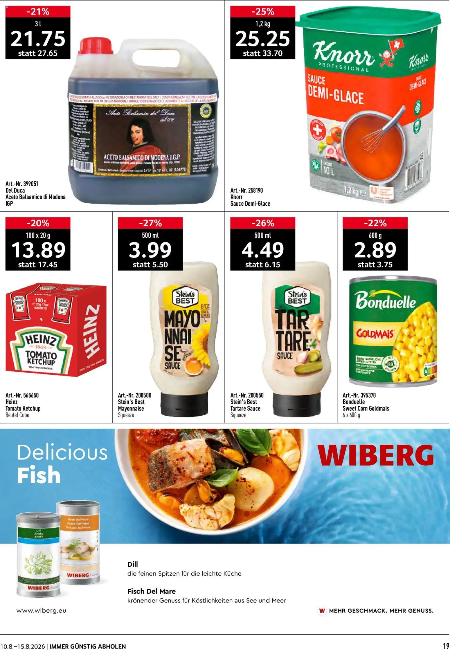 Prodega aktionen – gültig ab 10.08.2026 | Seite: 19 | Produkte: Balsamico, Fisch, Dill, Ketchup