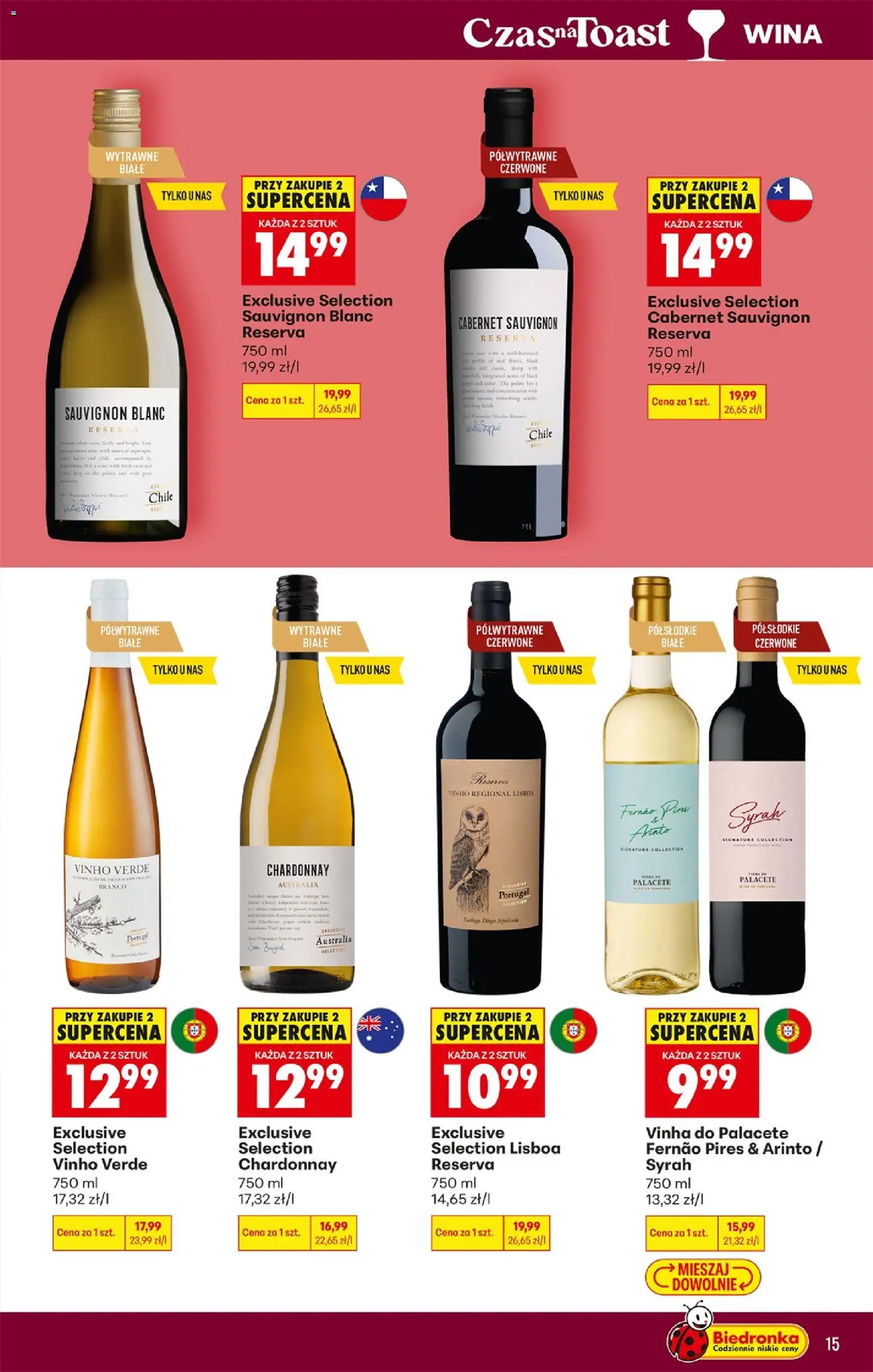 Biedronka Polsko leták - Czas na toast od 04.05.2026 | Strana: 15 | Produkty: Chardonnay Australia, Cabernet Sauvignon