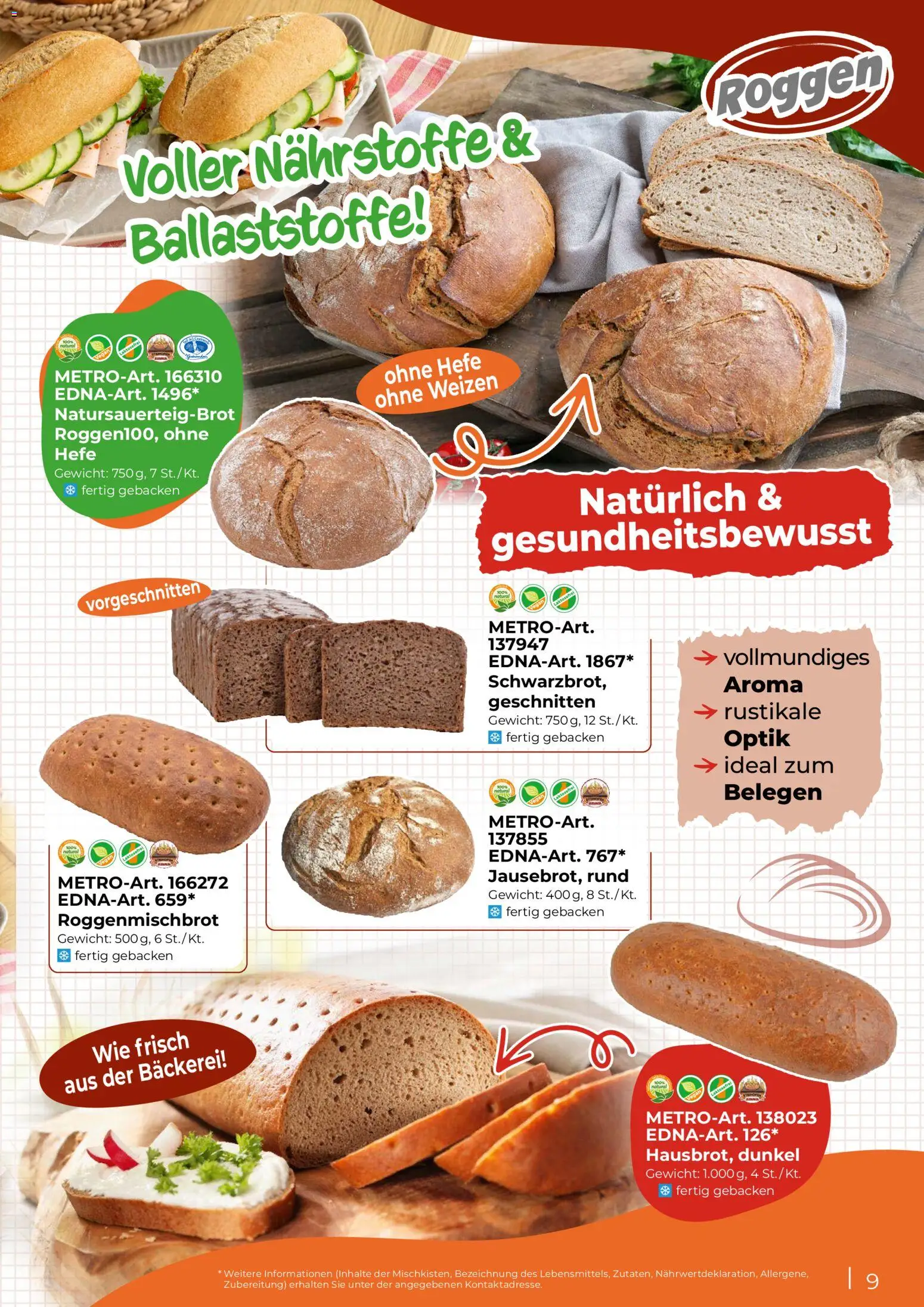 Metro EDNA Katalog 2026 gültig ab 19.02.2026 | Seite: 9 | Produkte: Gewicht, Bäckerei