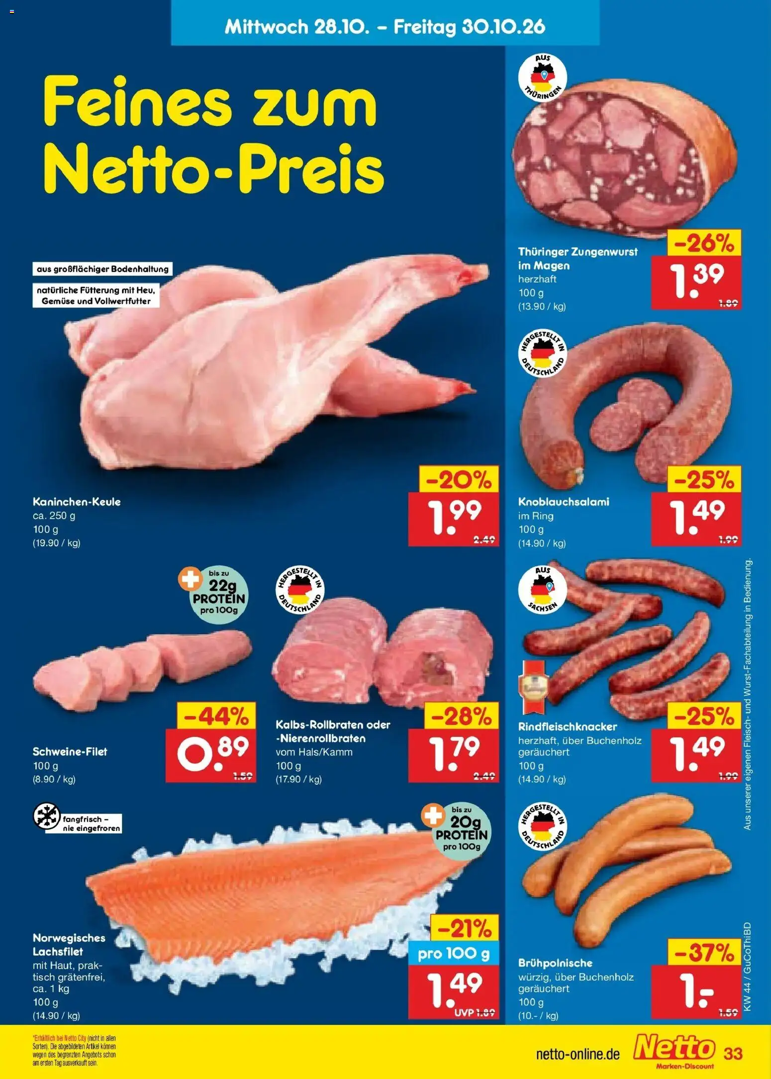 Netto Marken-Discount Prospekt Thiendorf (ab 26.10.2026) » Angebote | Seite: 49 | Produkte: Tisch, Schweinefilet, Gemüse, Fleisch