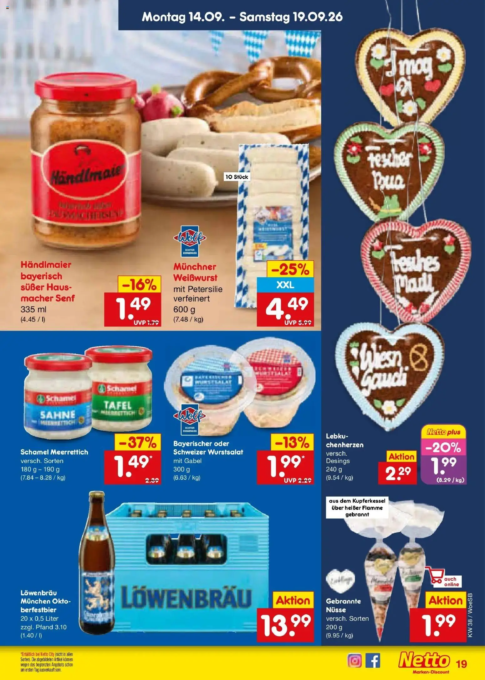 Netto Marken-Discount Prospekt Leonberg – gültig ab 14.09.2026 | Seite: 29 | Produkte: Weißwurst, Petersilie, Nüsse, Sahne