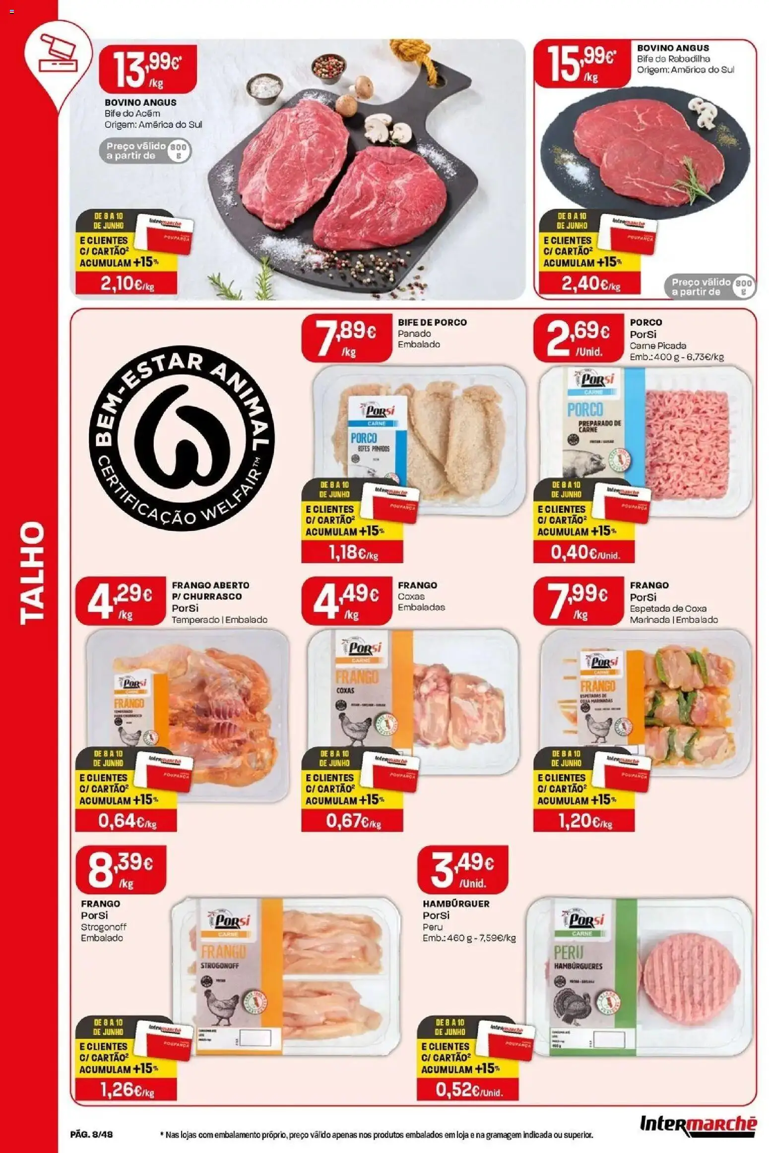 Intermarché - Isto é que são preços BAIXOS! │ válido de 04.06.2026 | Página: 8 | Produtos: Frango, Peru, Hambúrguer, Carne picada