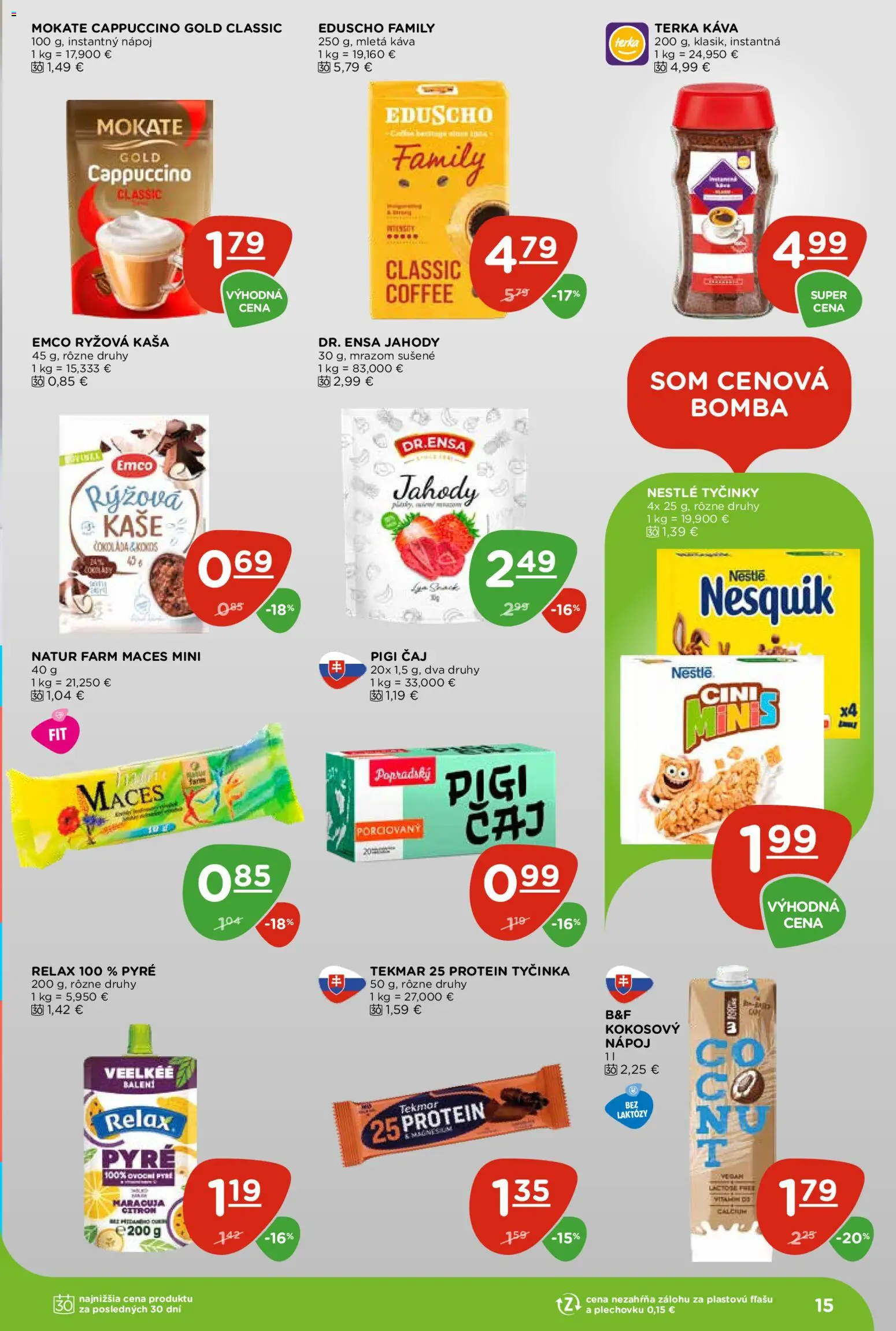 Nové Terno akcie – leták je platný od 28.05.2026 | Strana: 15 | Produkty: Káva, Čaj, Jahody, Nesquik