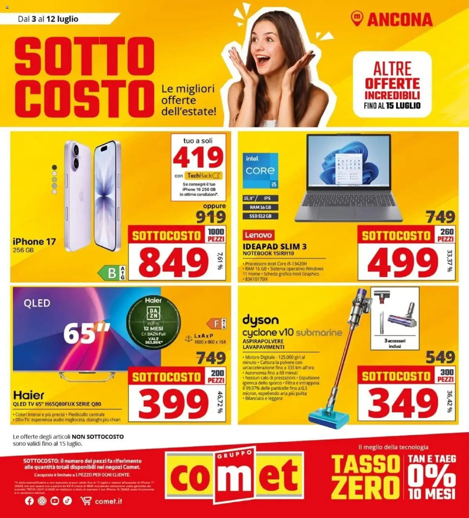 Volantino Comet del 03/07/2026 | Pagina: 1 | Prodotti: Iphone, Audio, Aspirapolvere, Dyson