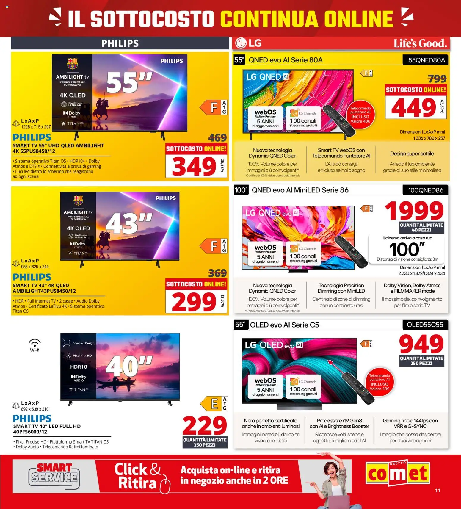 Volantino Comet del 18.05.2026 | Pagina: 11 | Prodotti: Schermo, Telecomando, TV, Audio