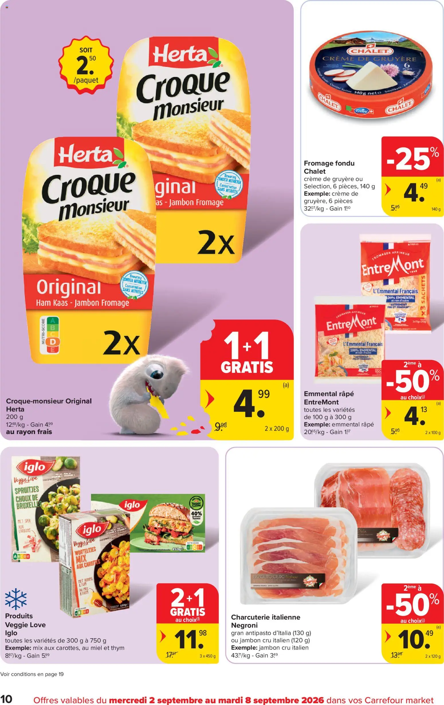 {H1} | Pagina: 10 | Producten: Ham, Spek, Gruyère, Crème