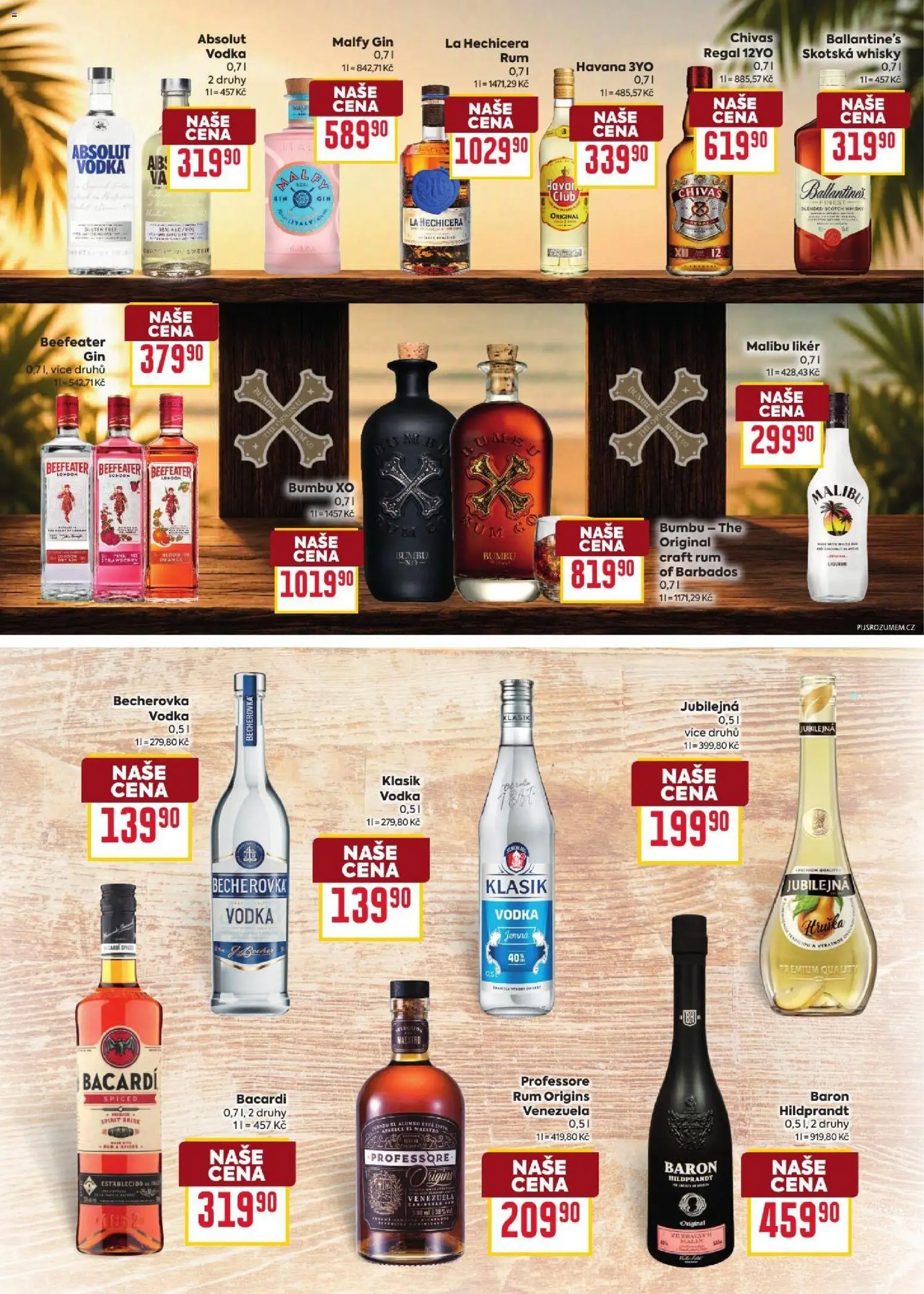 Billa leták - Podzimní nápoje od 09.09.2026 | Strana: 14 | Produkty: Bacardi, Vodka, Becherovka, Malibu