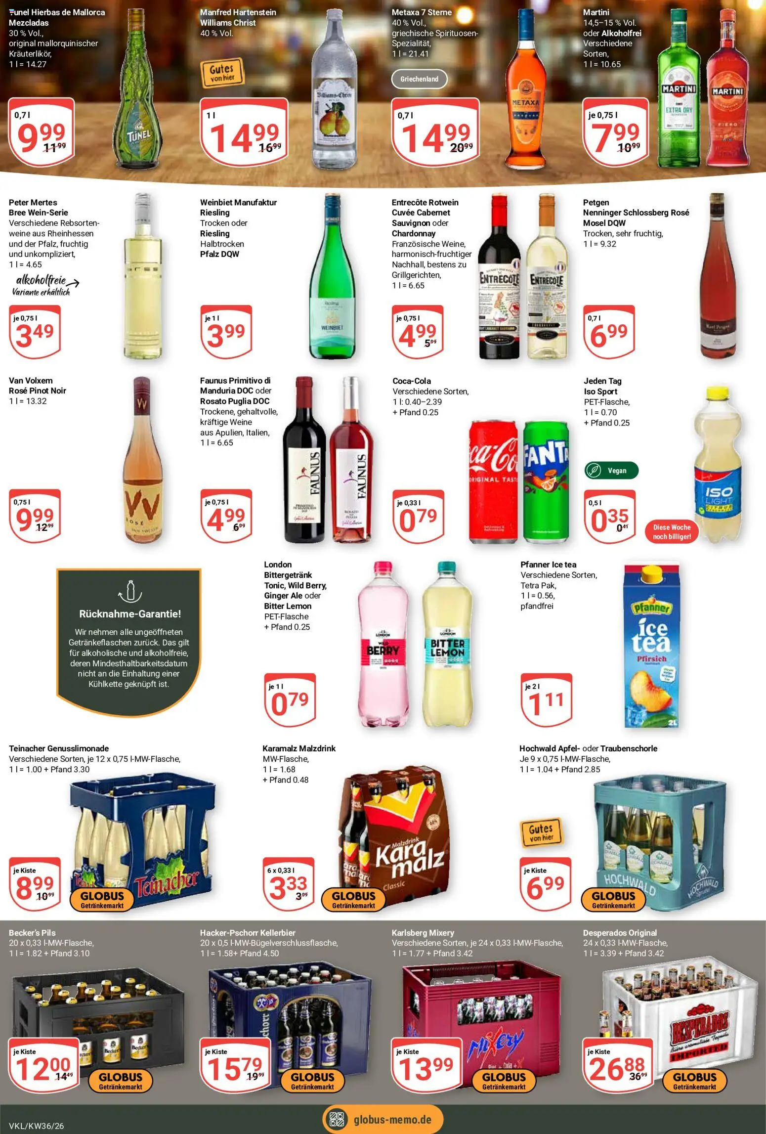 Globus Prospekt Völklingen – gültig ab 31.08.2026 | Seite: 22 | Produkte: Martini, Rotwein, Metaxa, Pfirsich