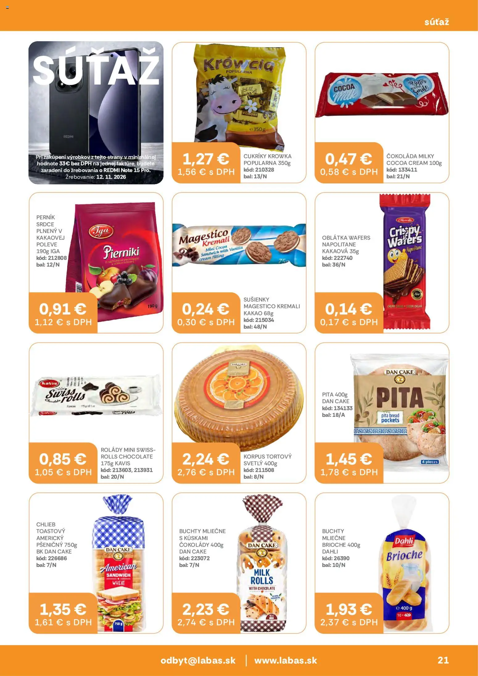 Nové Labaš akcie – leták je platný od 23.10.2026 | Strana: 21 | Produkty: Chlieb, Sušienky, Čokoláda, Kakao
