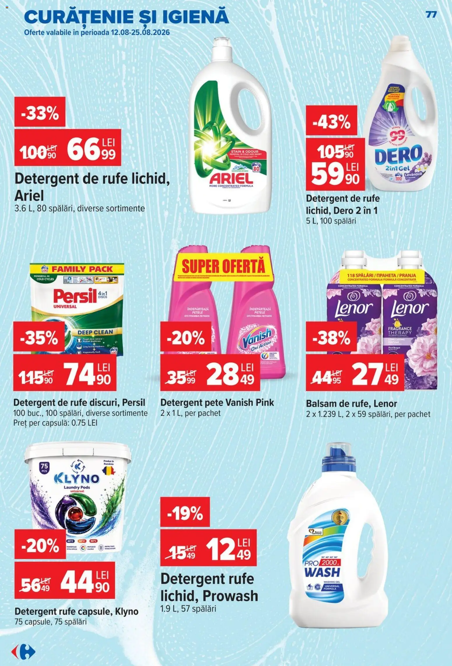 Noul catalog Carrefour – valabil de la 12.08.2026 | Pagină: 78 | Produse: Clean, Balsam, Detergent, Vanish