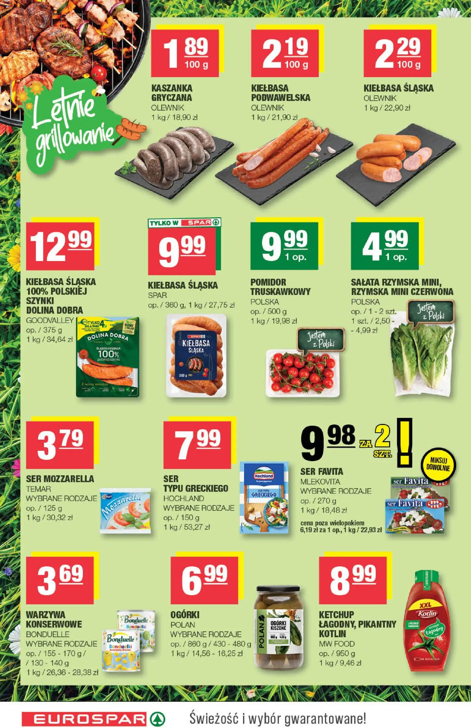 Spar gazetka - Eurospar od 12.08.2026 | Strona: 10 | Produkty: Kiełbasa, Ser favita, Mozzarella, Ogórki