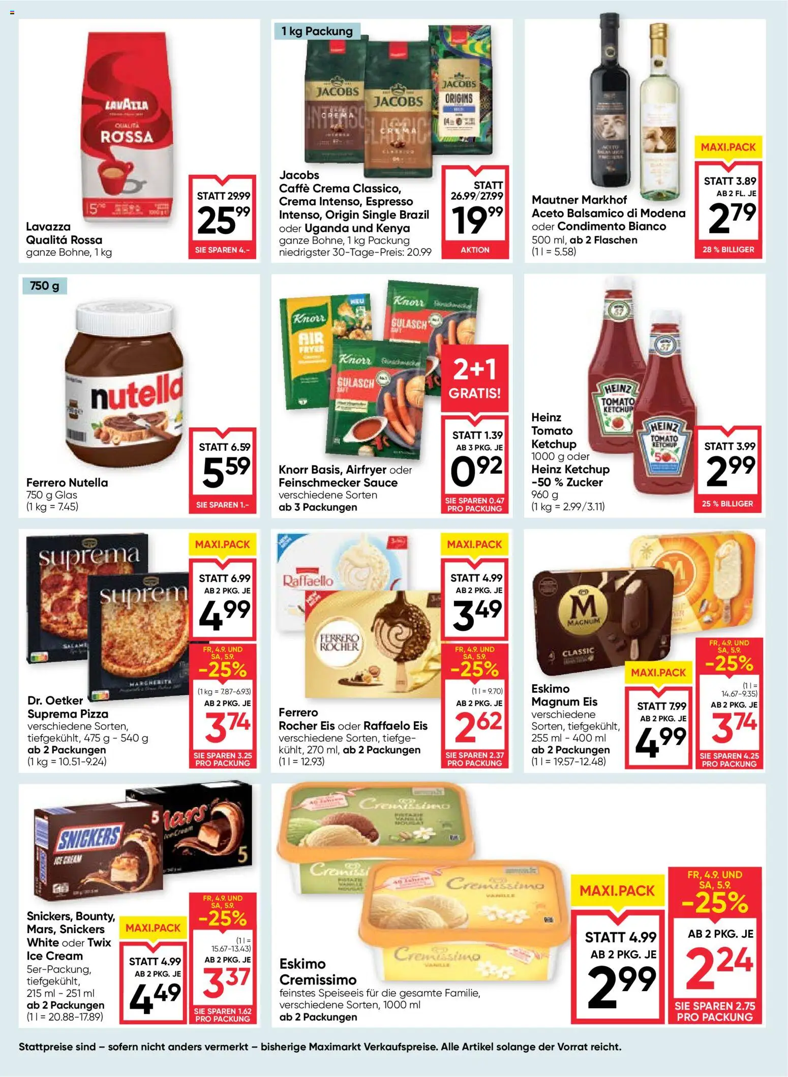 Maximarkt Flugblatt gültig ab 03.09.2026 | Seite: 10 | Produkte: Zucker, Nutella, Snickers, Pizza
