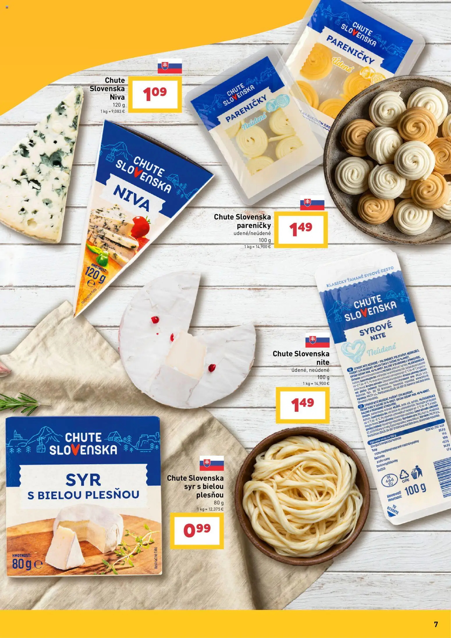 Nové Billa akcie – leták je platný od 12.08.2026 | Strana: 7 | Produkty: Syr, Cesto, Niva