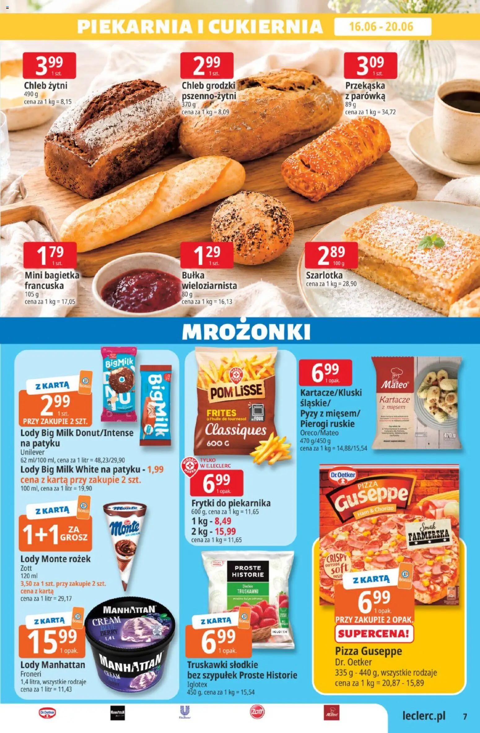 E.Leclerc gazetka od 16.06.2026 | Strona: 7 | Produkty: Karta, Piekarnia, Bułka, Truskawki