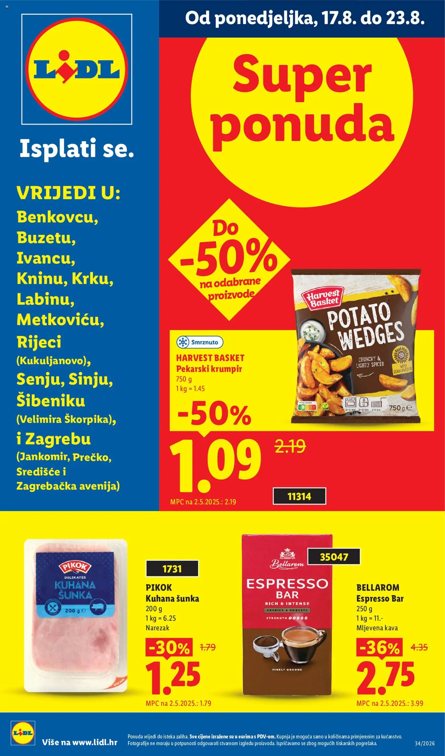 Lidl katalog | vrijedi od 17.08.2026 | Stranica: 1 | Proizvodi: Pikok, Mljevena kava, Šunka, Narezak