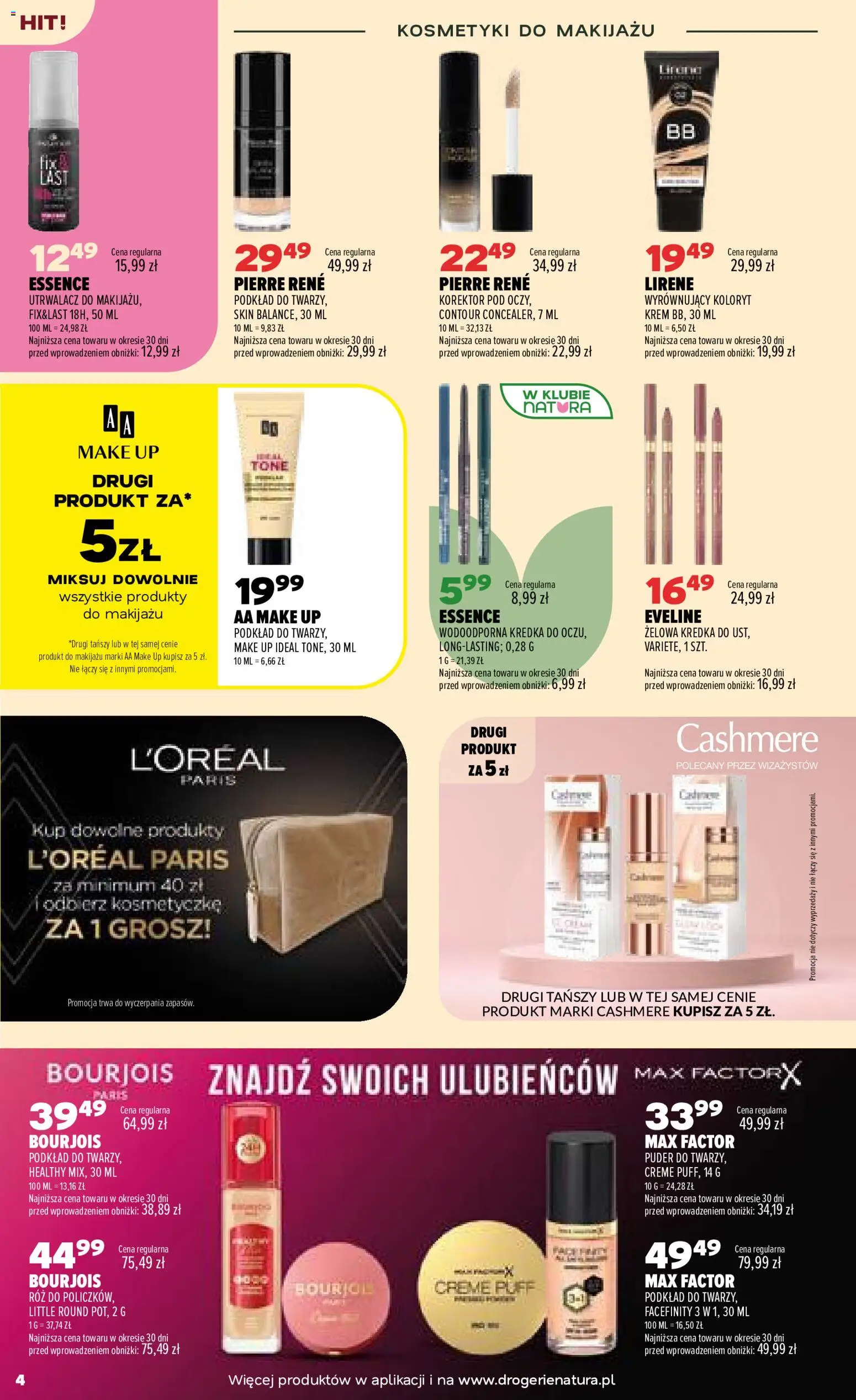 Drogerie Natura gazetka od 22.09.2026 | Strona: 4 | Produkty: Kosmetyki do makijażu, Korektor, Puder, Krem