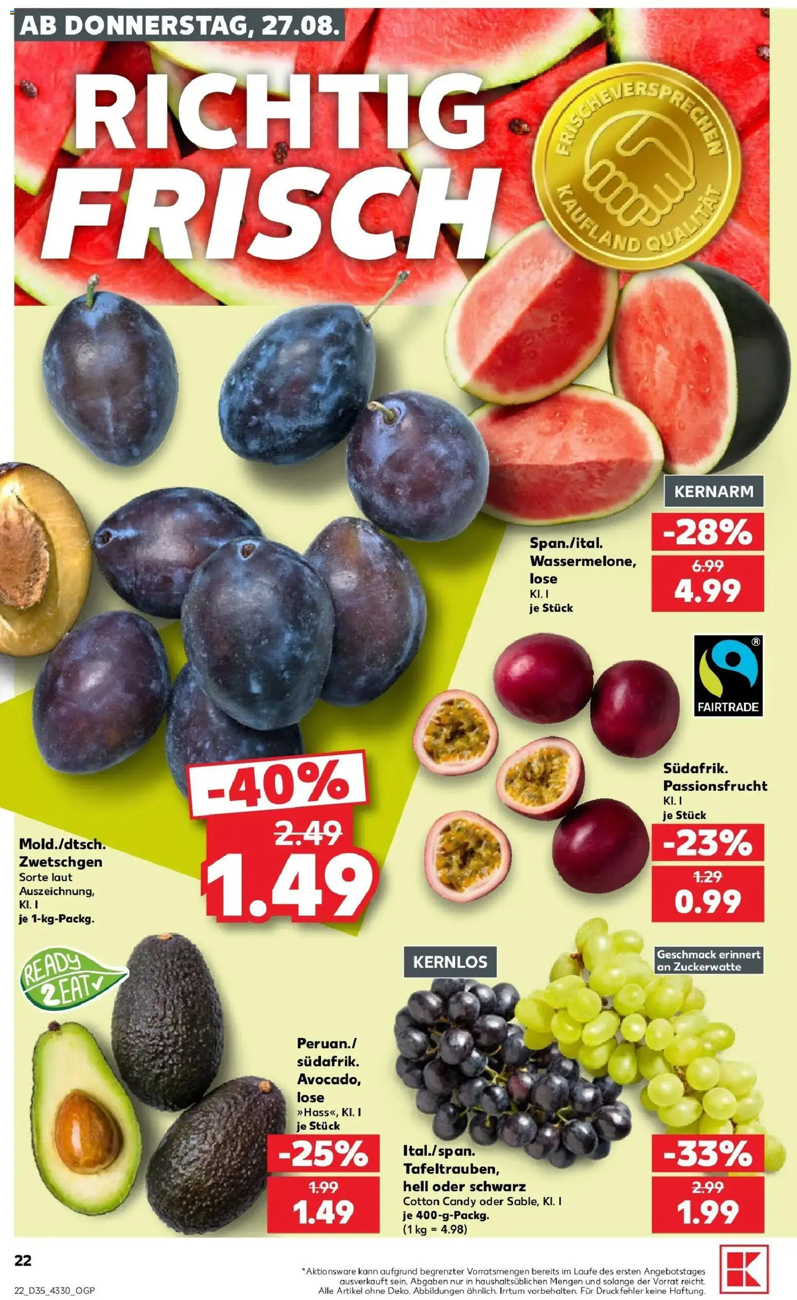 Prospekt Kaufland ab 27.08.2026 » Angebote Online zum Blättern | Seite: 22 | Produkte: Zwetschgen