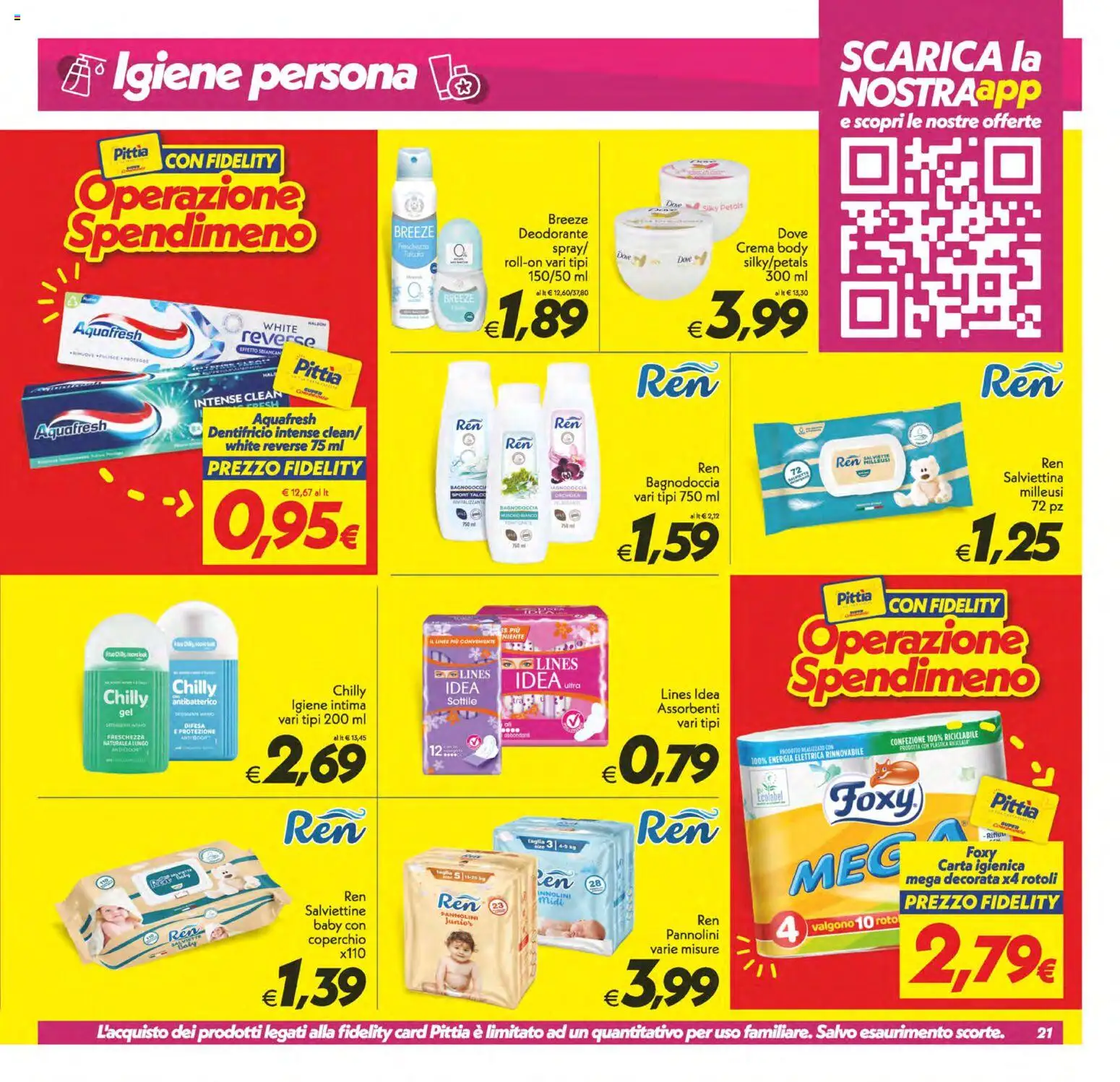 Volantino SuperConveniente del 22/09/2026 | Pagina: 21 | Prodotti: Crema, Igiene intima, Dentifricio, Coperchio