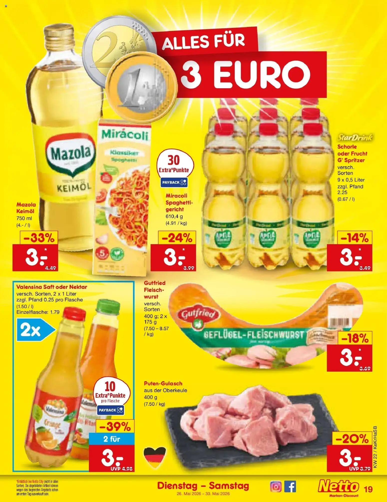 Netto Marken-Discount Prospekt Bonn – gültig ab 26.05.2026 | Seite: 23 | Produkte: Valensina, Wurst, Saft, Fleisch