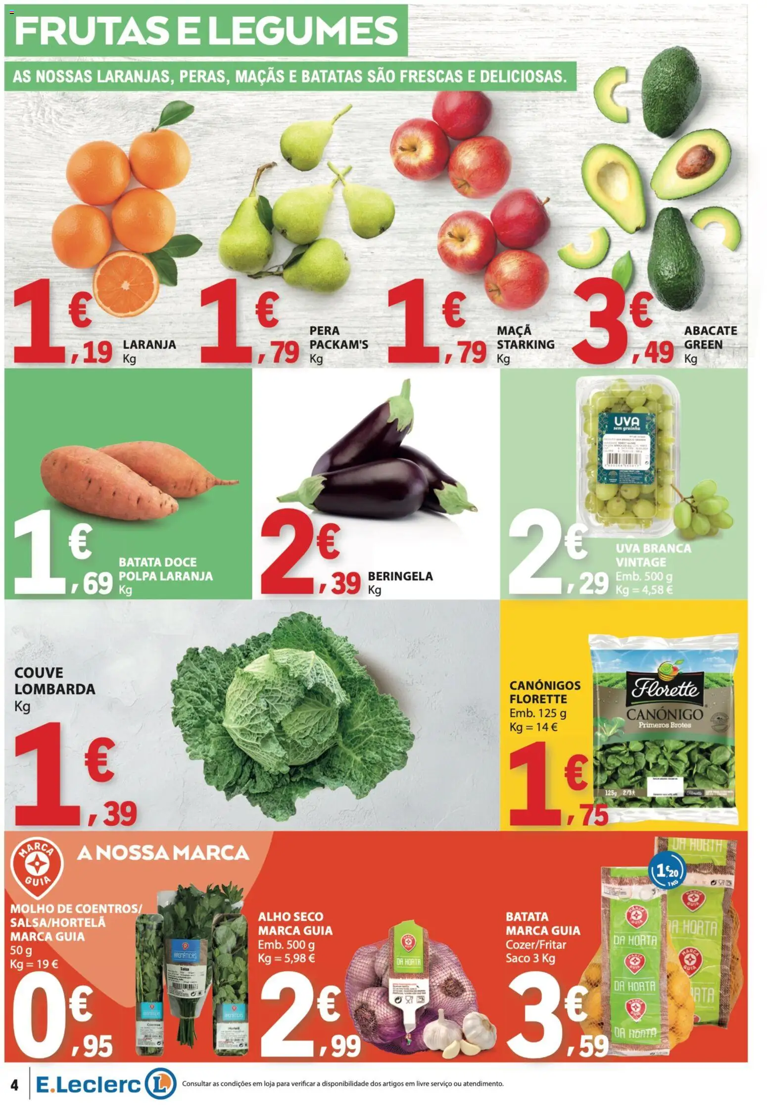 E.Leclerc folheto │ válido de 30.04.2026 | Página: 4 | Produtos: Batata, Abacate, Maçãs, Couve