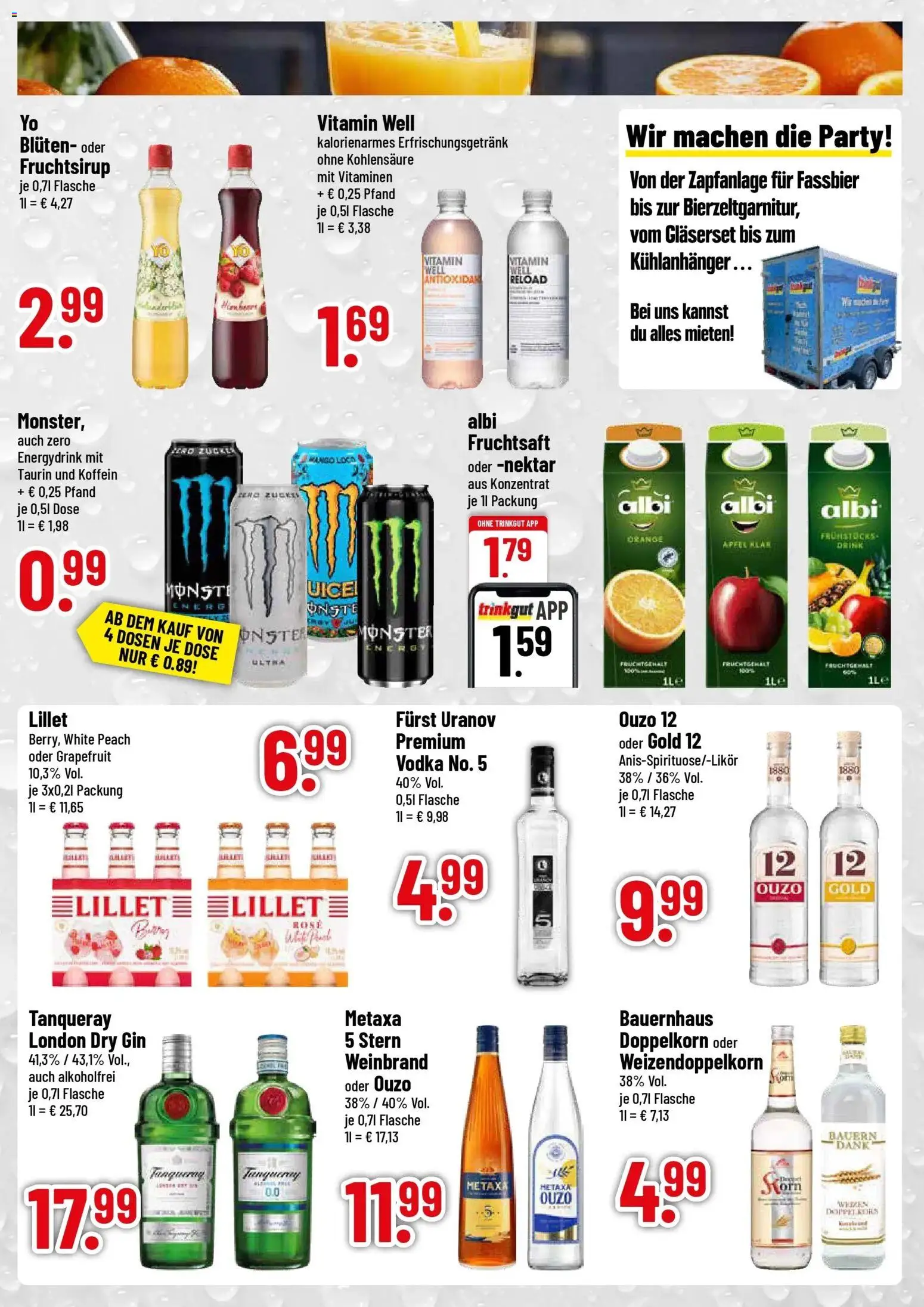 Trinkgut Prospekt Dasing (ab 14.09.2026) » Angebote online | Seite: 3 | Produkte: Ouzo 12, Monster, Vodka, Fruchtsaft
