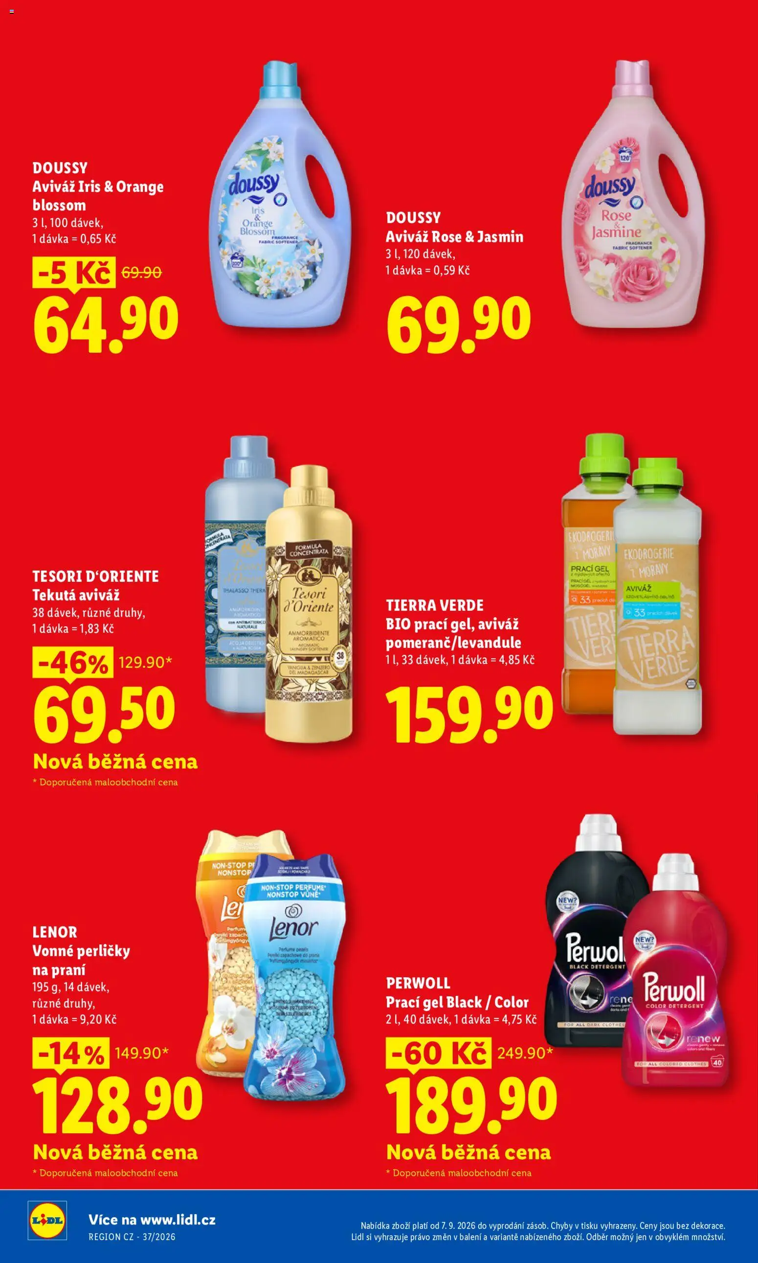 Lidl leták - Pro čistou domácnost máme všechno od 07.09.2026 | Strana: 4 | Produkty: Aviváž, Lenor, Tesori d'Oriente, Lenor Vonné Perličky