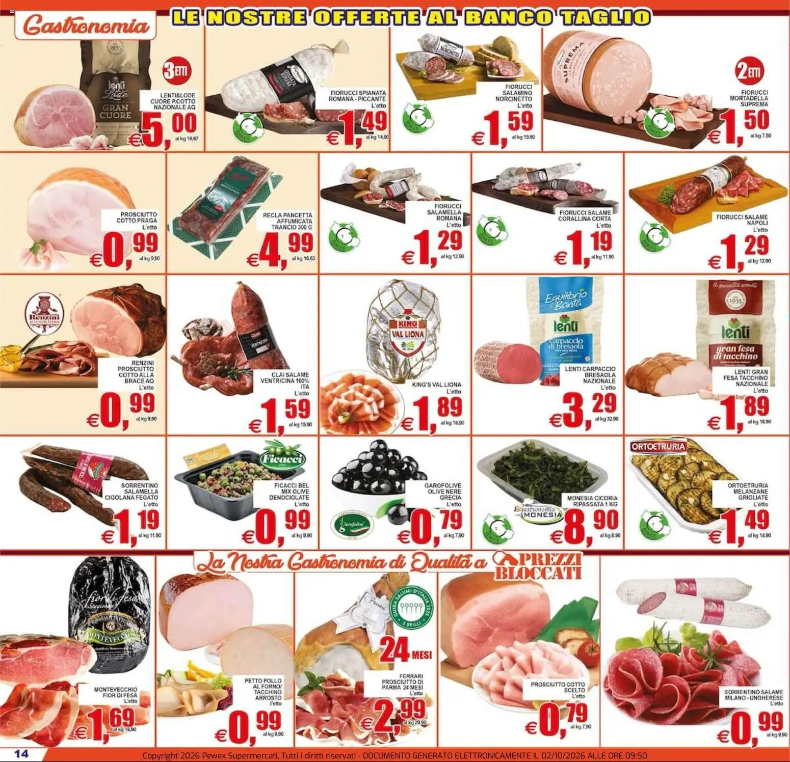 Volantino Pewex del 02/10/2026 | Pagina: 14 | Prodotti: Bresaola, Pancetta, Olive, Lenti