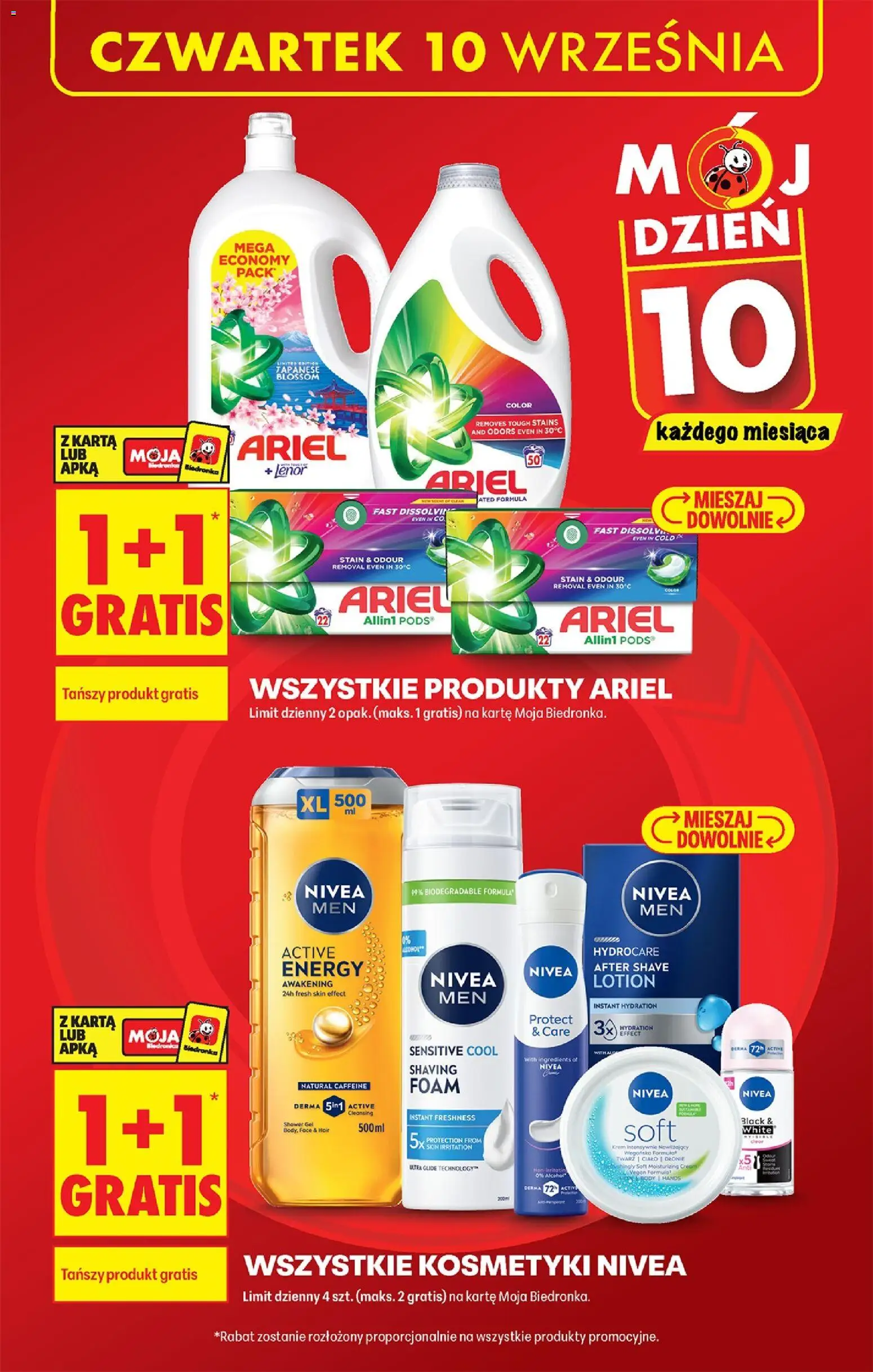 Biedronka gazetka od czwartku od 10.09.2026 | Strona: 3 | Produkty: Kosmetyki, Ariel, Krem, Detergent