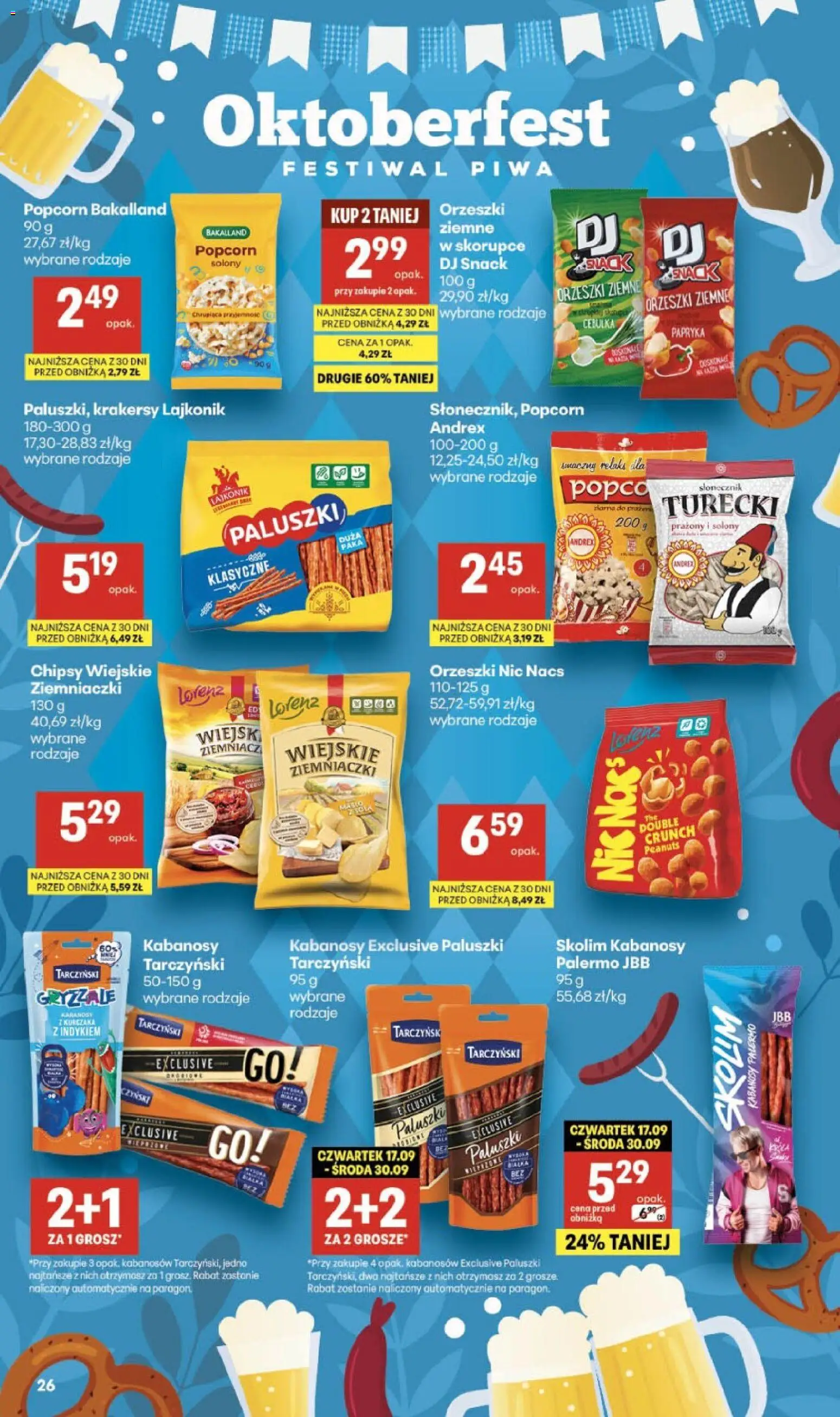 Delikatesy Centrum gazetka od 24.09.2026 | Strona: 26 | Produkty: Chipsy, Kabanosy, Paluszki, Orzeszki ziemne