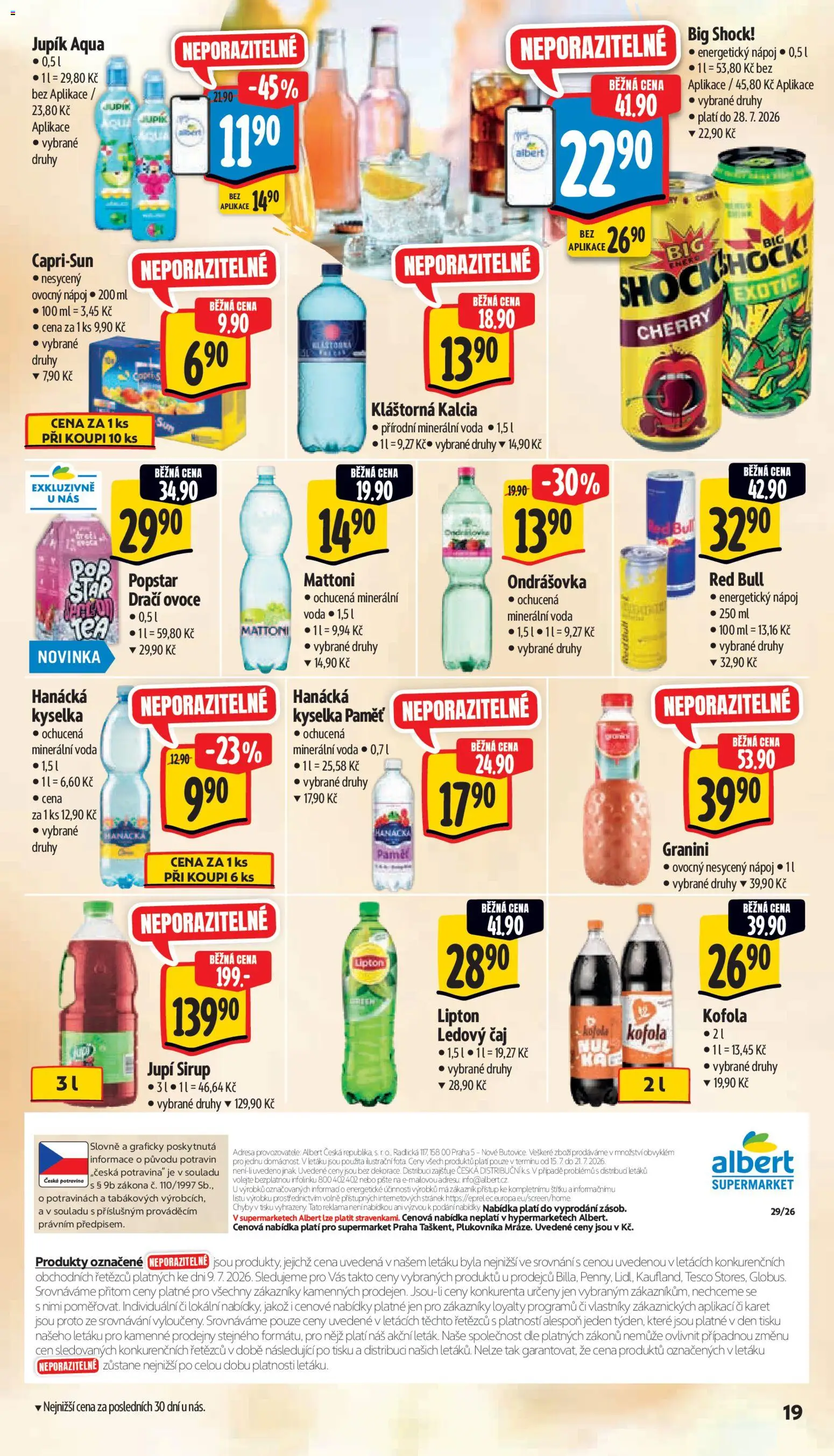 Albert leták - Supermarket - Praha Taškent od 15.07.2026 | Strana: 29 | Produkty: Mattoni, Dračí ovoce, LED, Cola