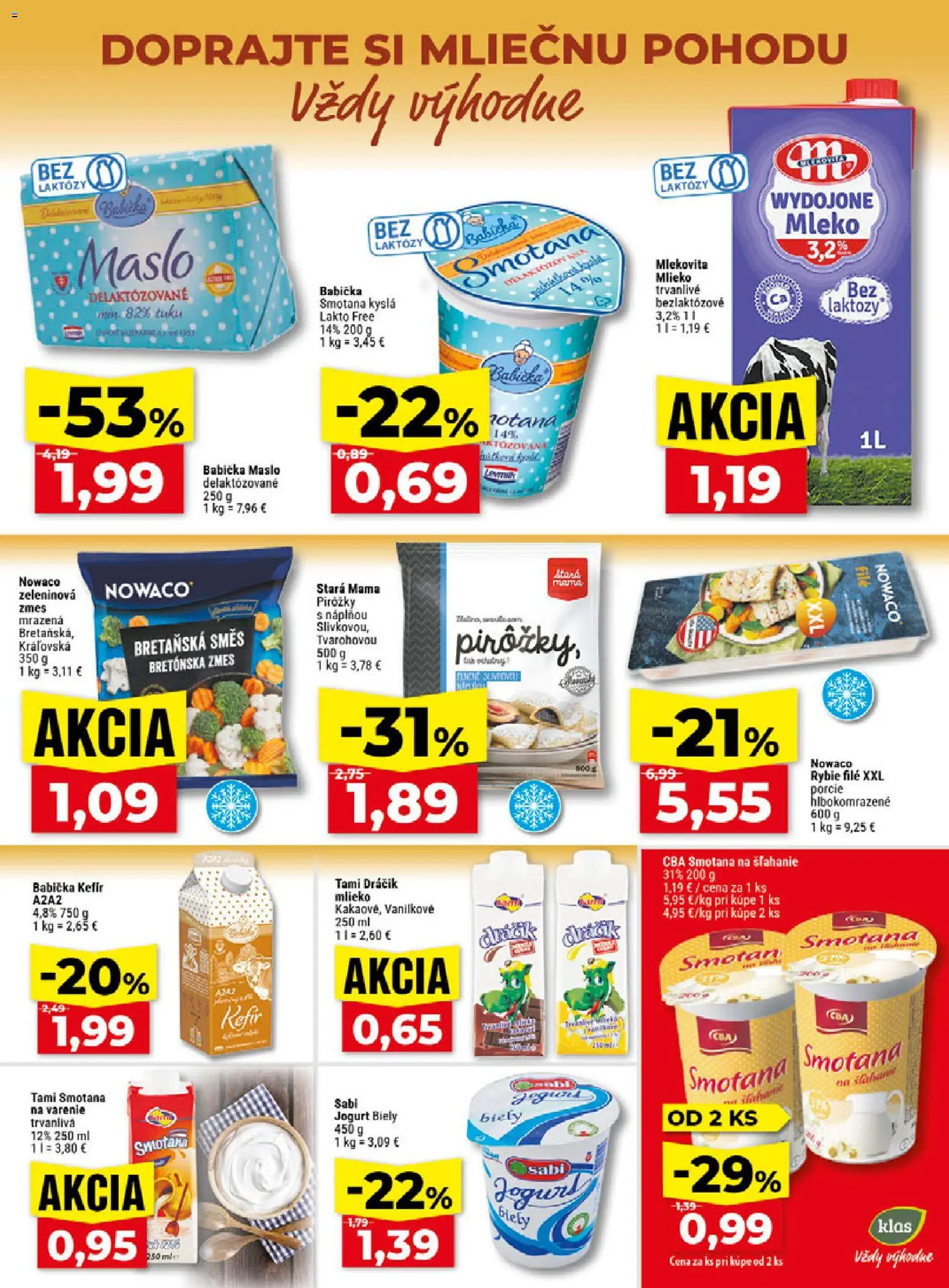 Nové Klas akcie – leták je platný od 02.11.2026 | Strana: 11 | Produkty: Maslo, Mlieko, Jogurt, Rybie filé