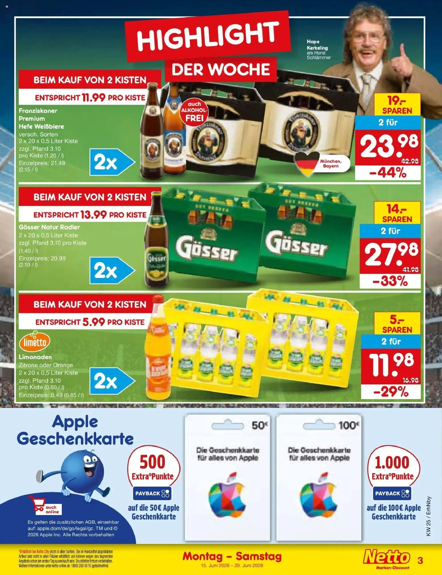 Netto Marken-Discount Prospekt Metten – gültig ab 14.06.2026 | Seite: 3 | Produkte: Franziskaner, Apple, Radler, Zitrone
