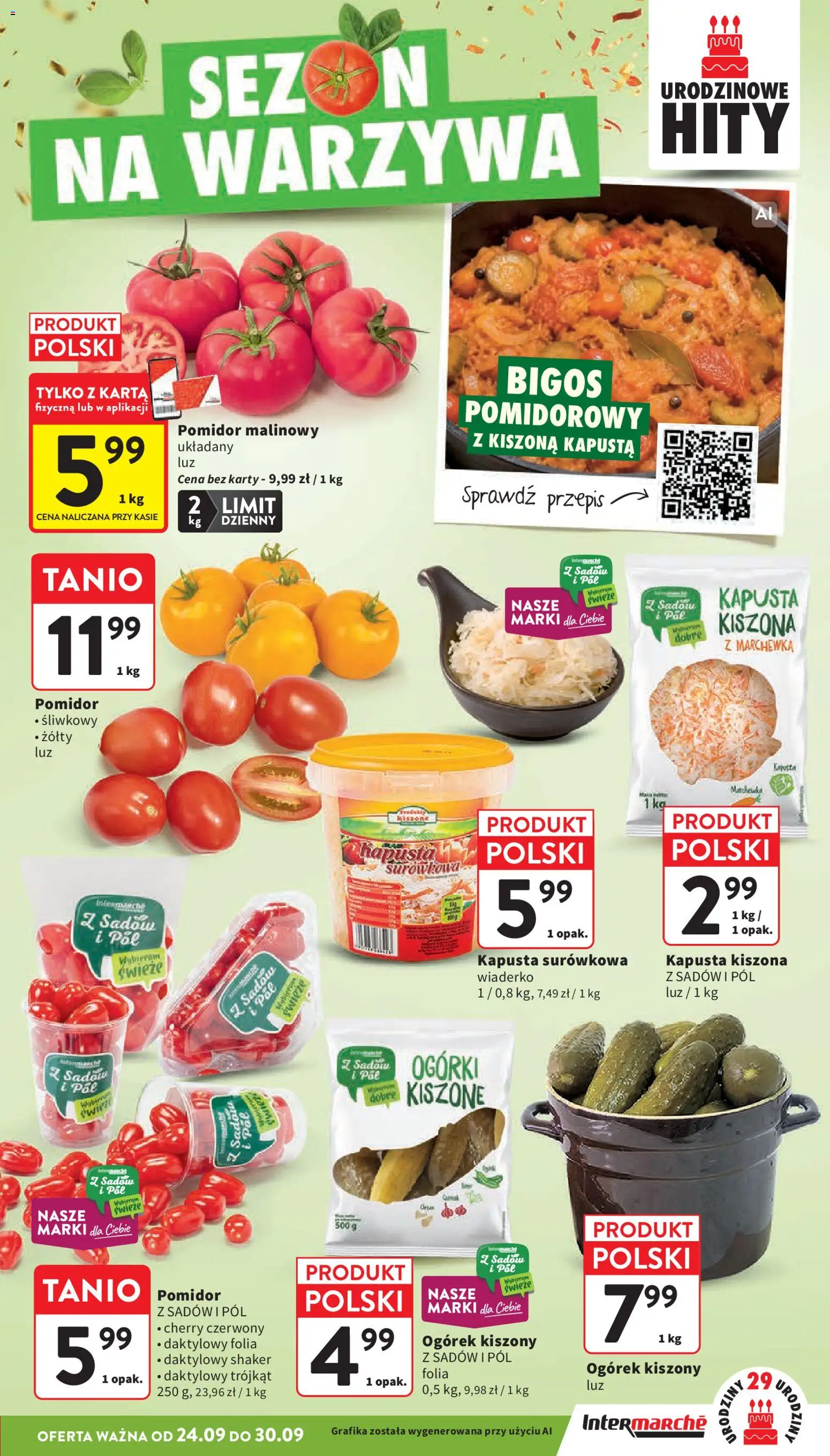 Intermarche gazetka od 24.09.2026 | Strona: 11 | Produkty: Kapusta, Kapusta kiszona, Ogórek, Warzywa