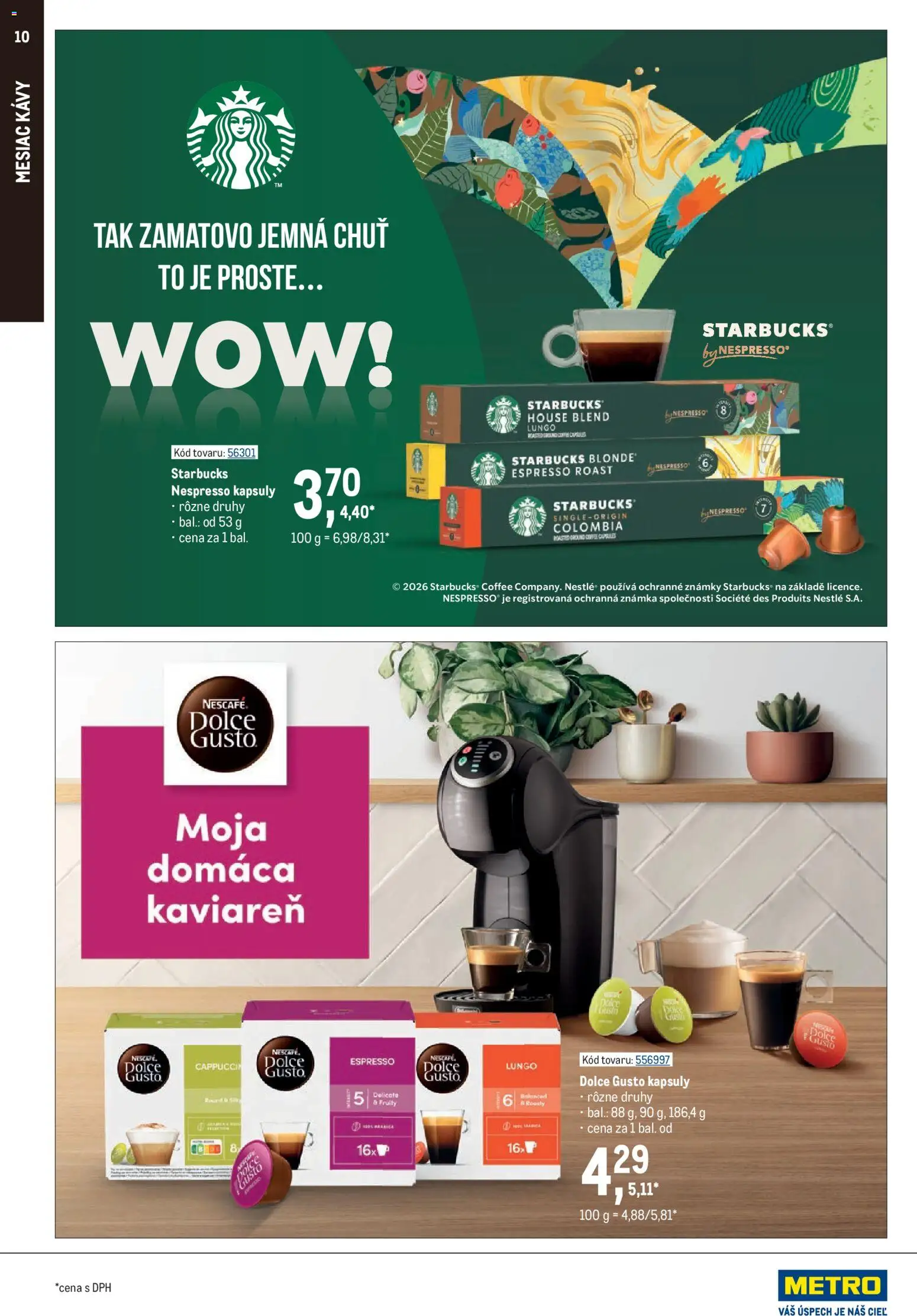 Nové Metro akcie – leták je platný od 09.09.2026 | Strana: 10 | Produkty: Dolce Gusto