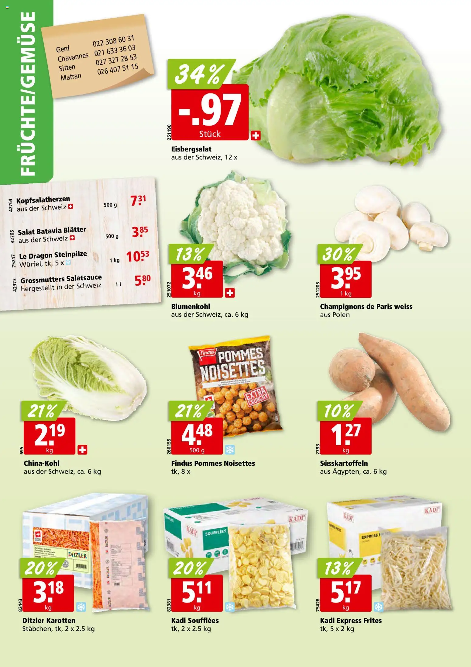 Aligro aktionen Chavannes, Matran, Genf, Sitten – gültig ab 15.06.2026 | Seite: 2 | Produkte: Champignons, Blumenkohl, Chinakohl, Salat