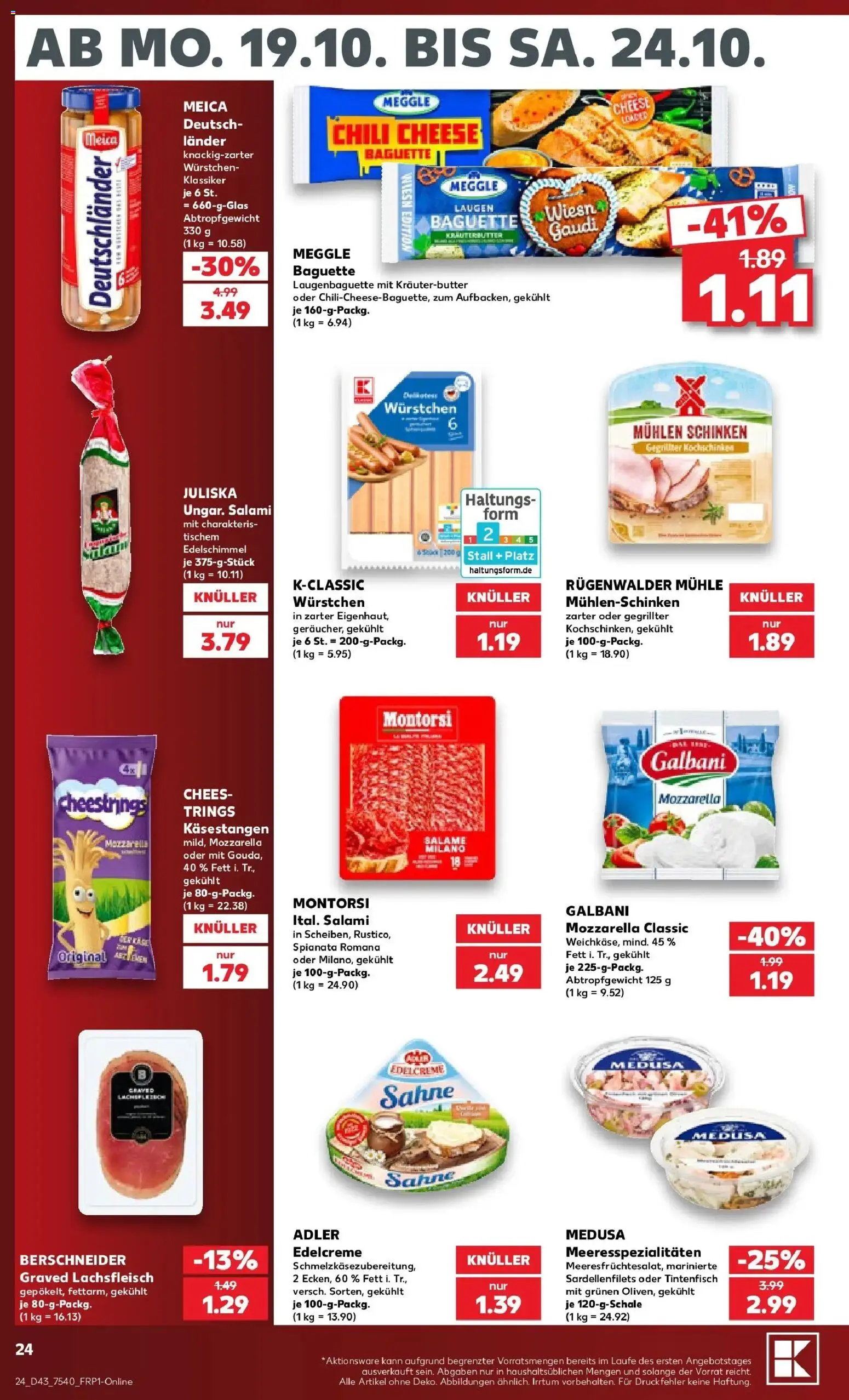 Prospekt Kaufland ab 19.10.2026 » Angebote Online zum Blättern | Seite: 28 | Produkte: Mozzarella, Baguette, Kräuterbutter, Chili