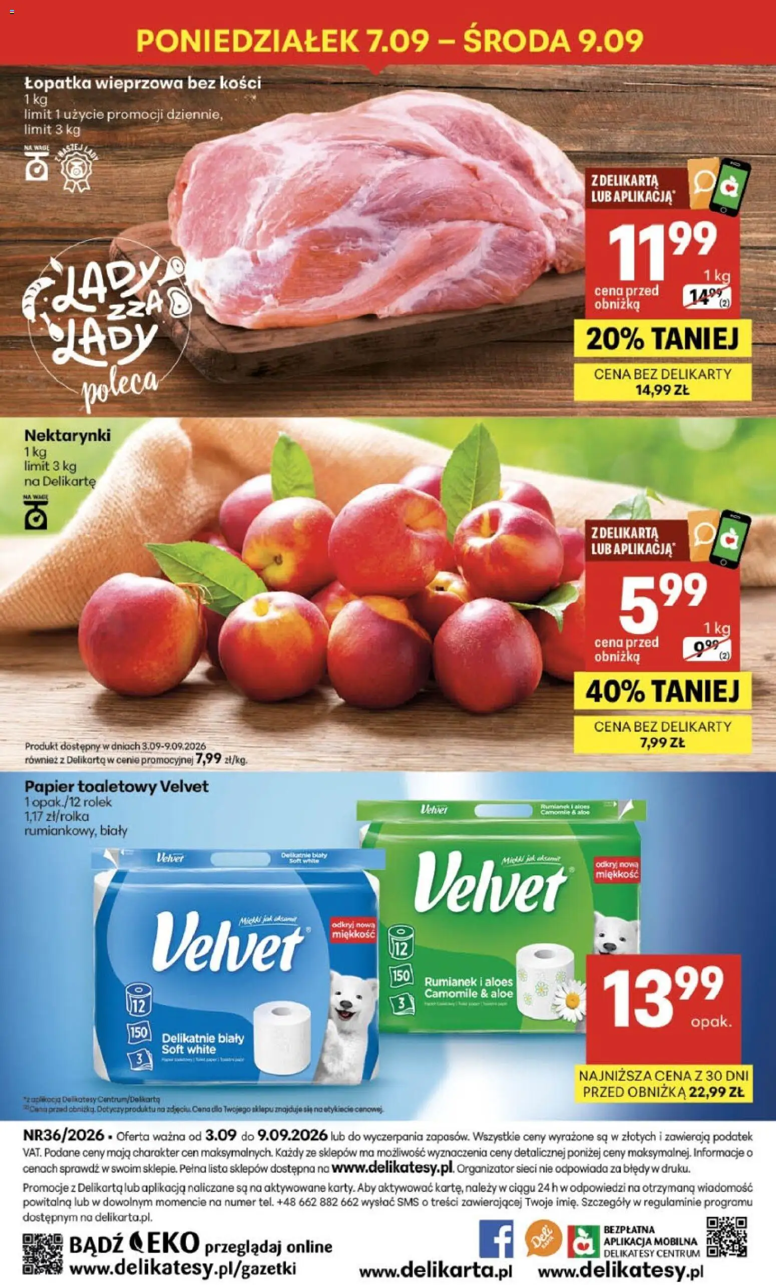 Delikatesy Centrum gazetka od 03.09.2026 | Strona: 40 | Produkty: Rumianek, Nektarynki, Delikatesy, Łopatka wieprzowa