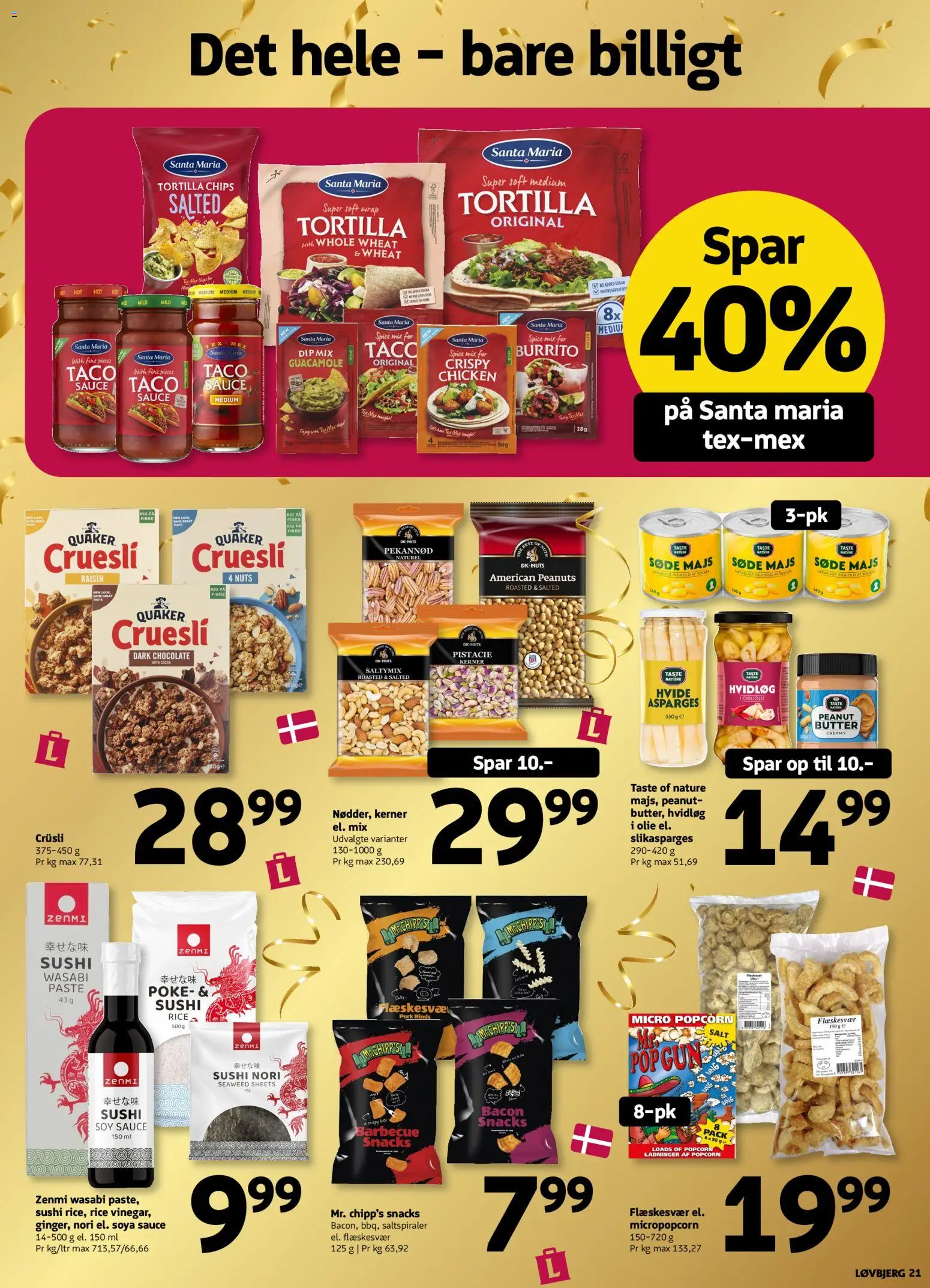 Løvbjerg tilbudsavis – gyldig fra 02/10/2026 | Side: 21 | Produkter: Chips, Peanuts, Sushi, Taco
