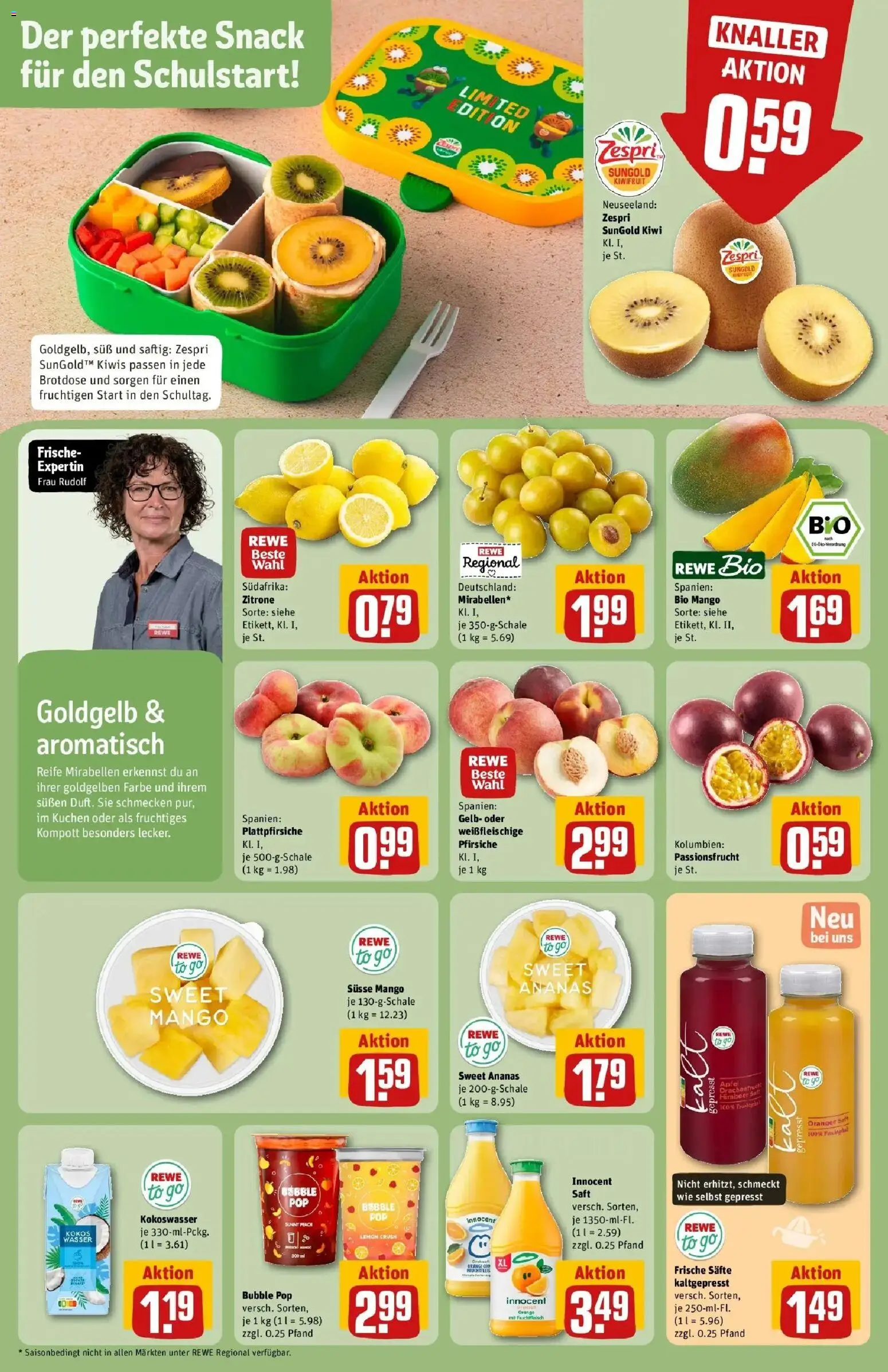 REWE Prospekt ab 24.08.2026 zum Blättern » Angebote | Seite: 6 | Produkte: Äpfel, Orangen, Zitrone, Kiwi