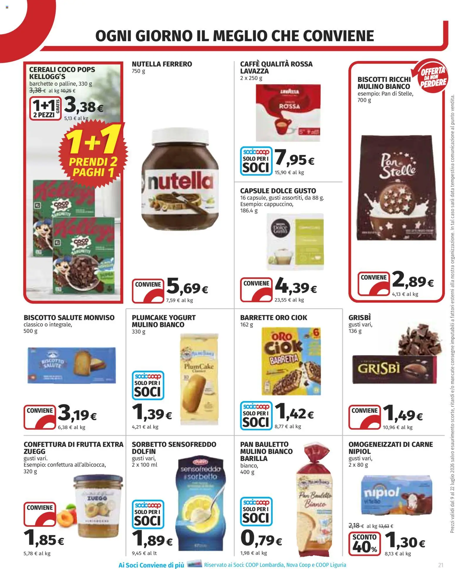 Volantino COOP del 09/07/2026 | Pagina: 21 | Prodotti: Yogurt, Biscotti, Sorbetto, Frutta