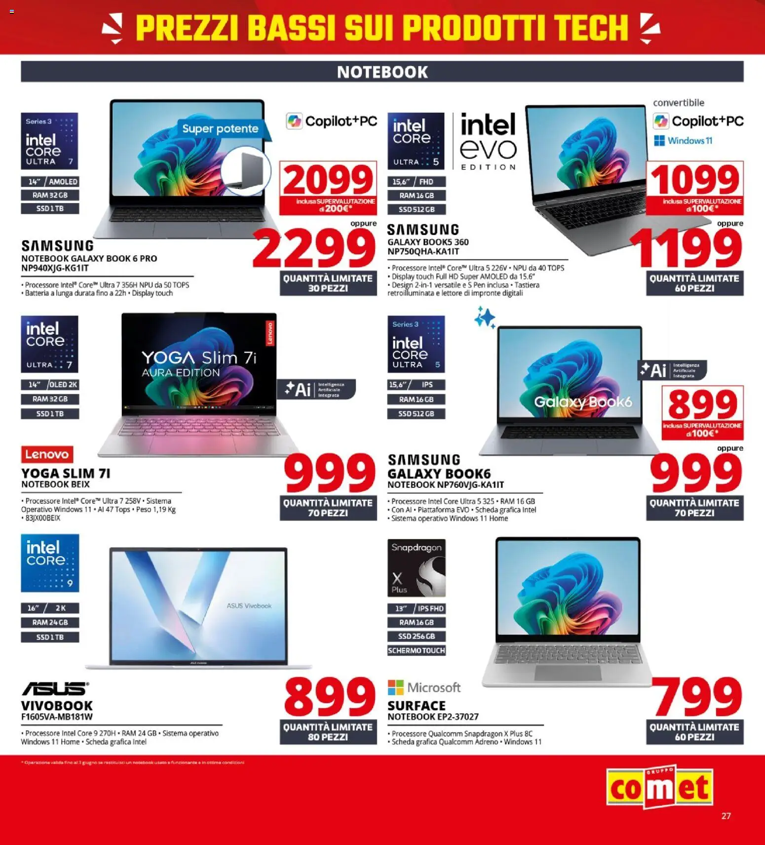 Volantino Comet del 21.05.2026 | Pagina: 27 | Prodotti: Schermo, Notebook, Batteria, Samsung