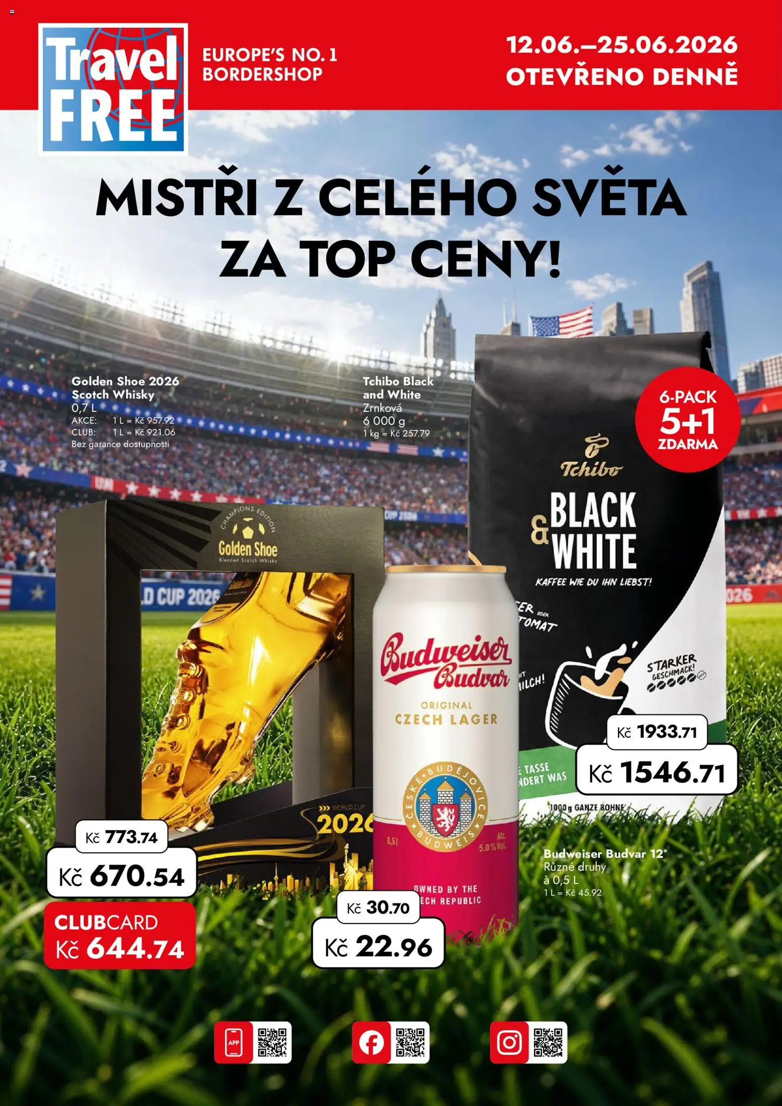Travel Free leták od 12.06.2026 | Strana: 1 | Produkty: Budvar, Tchibo, Whisky