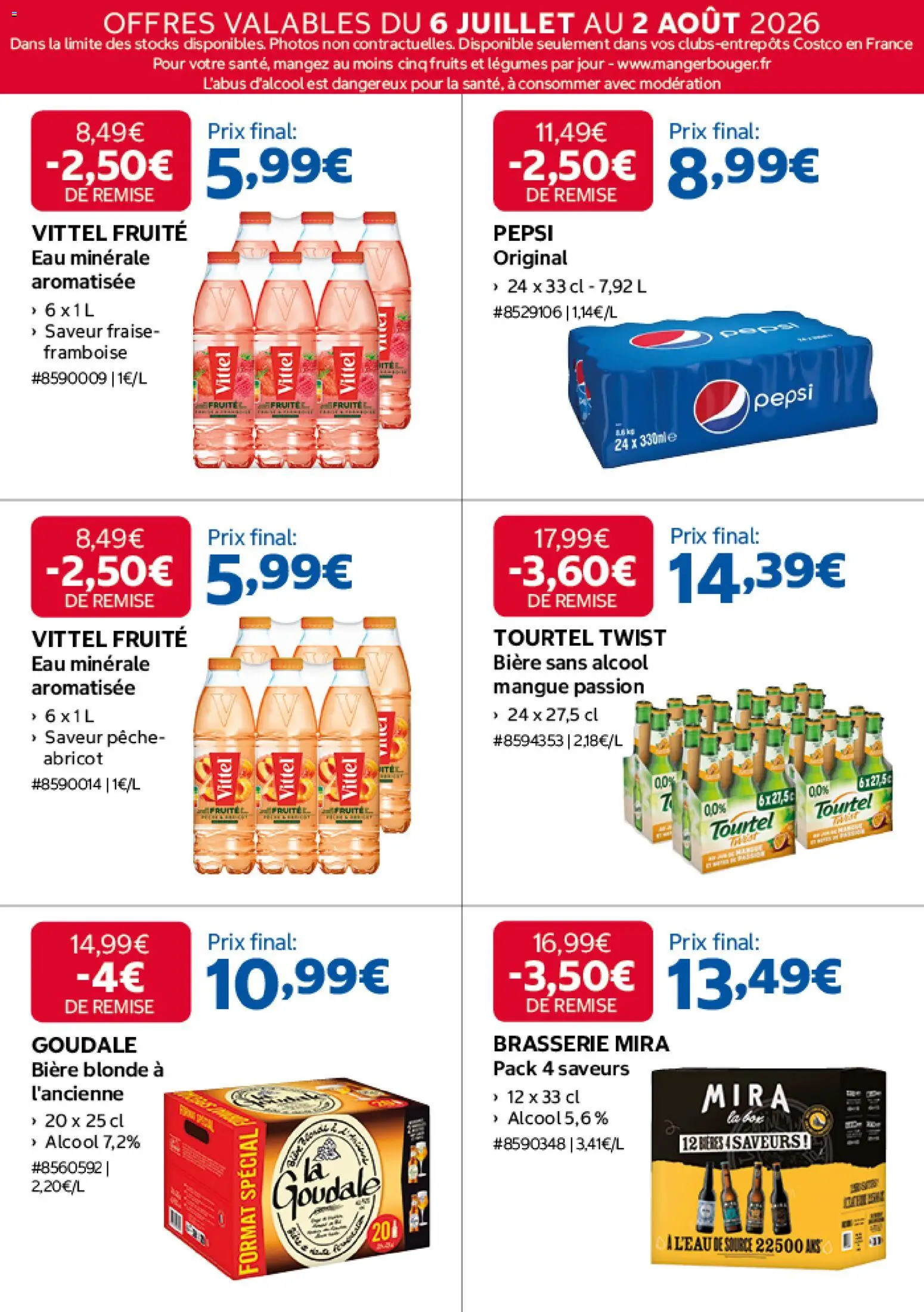 {H1} | Page: 12 | Produits: Eau minérale, Framboise, Vittel, Bière