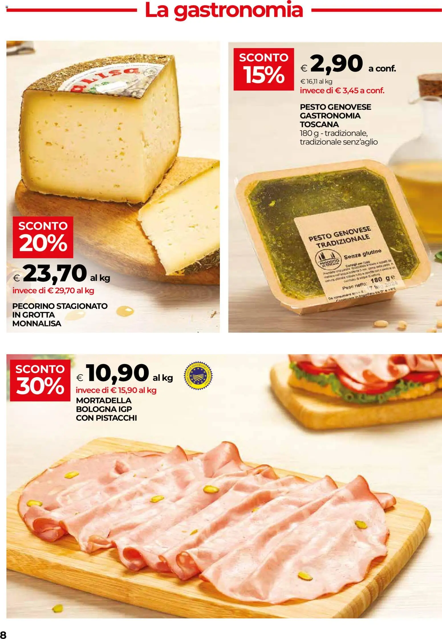 Volantino COOP del 20/08/2026 | Pagina: 8 | Prodotti: Senza glutine, Pesto, Pistacchi, Pecorino