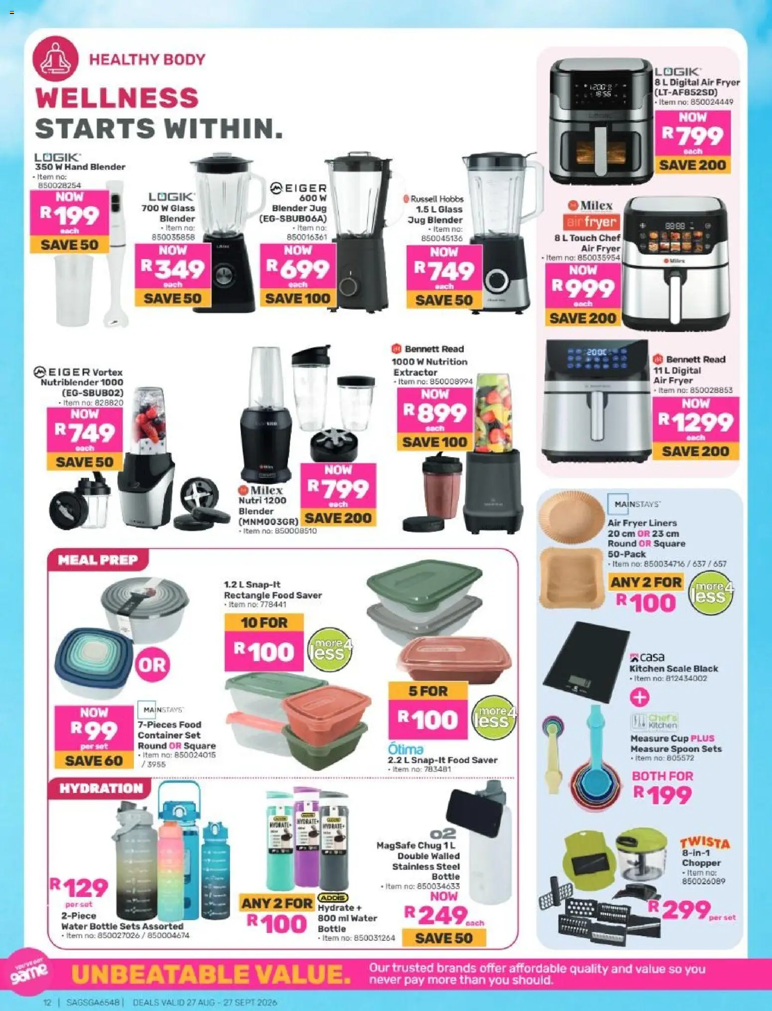 New Game catalogue – valid from 27/08/2026 | Page: 12 | Products: Scale, Fryer, Air fryer, Water